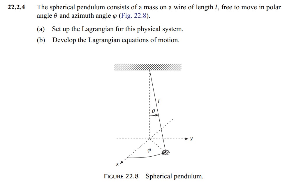 22.2.4 The spherical pendulum consists of a mass on a wire of length l