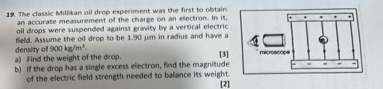 19. The classic Millikan oil drop experiment was the first to obtain a