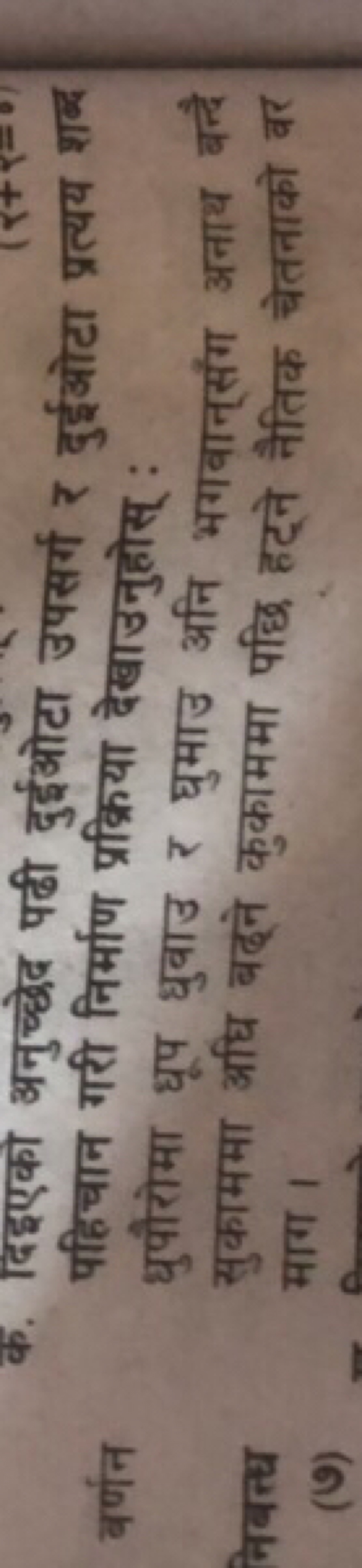 क. दइएएो अनुच्छेद पढी दुईओटा उपसर्ग र दुईओटा प्रत्यय शब्द पहिचान गरी न