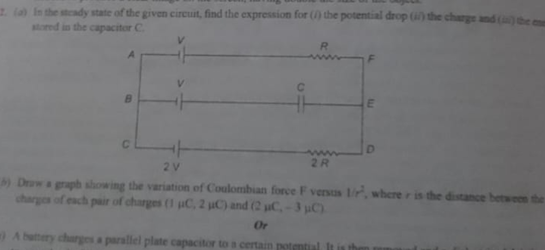 2. (a) In the steady state of the given circuit, find the expression f