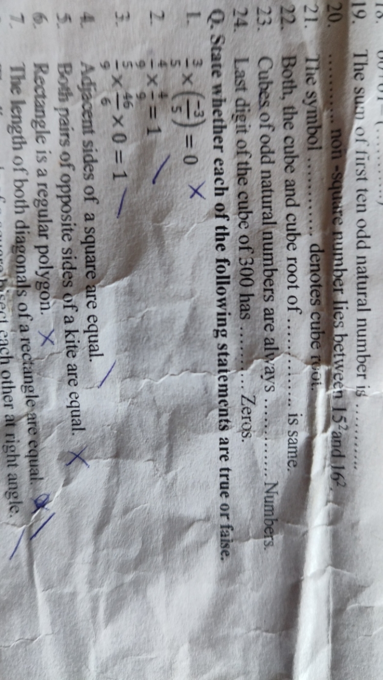 19. The sump of first ten odd natural number is
20. ......... not -squ