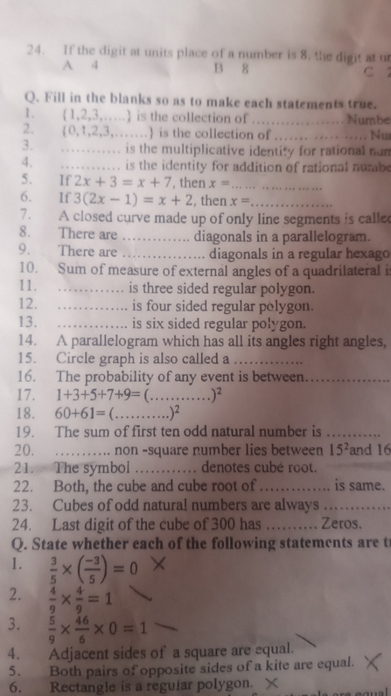 24. If the digit at units place of a number is 8 . the digit at ur A 4