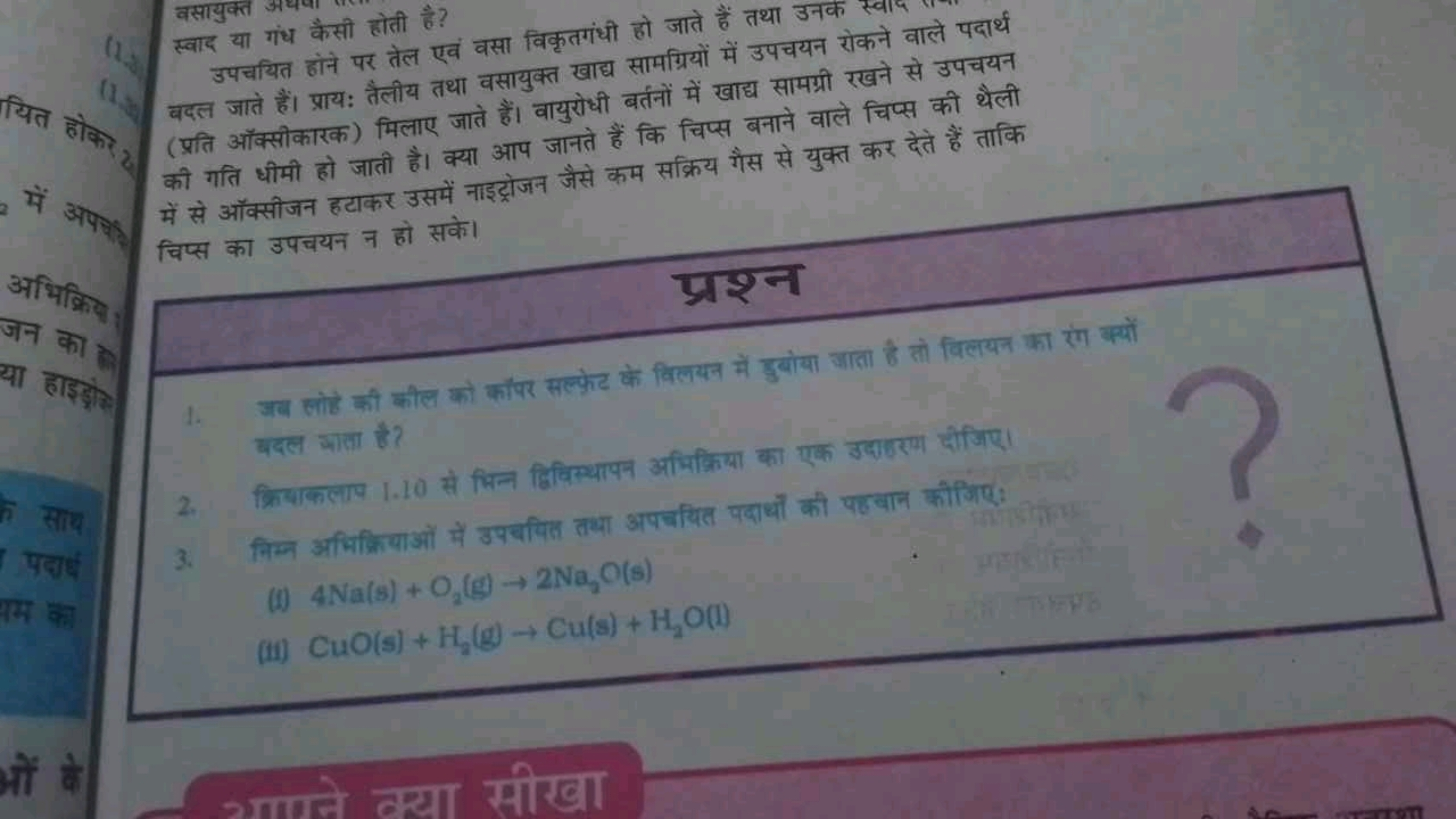 वसयुक्त
स्वाद या गंध कैसी होती है?
उपचयित होने पर तेल एवं वसा विकृतगंध