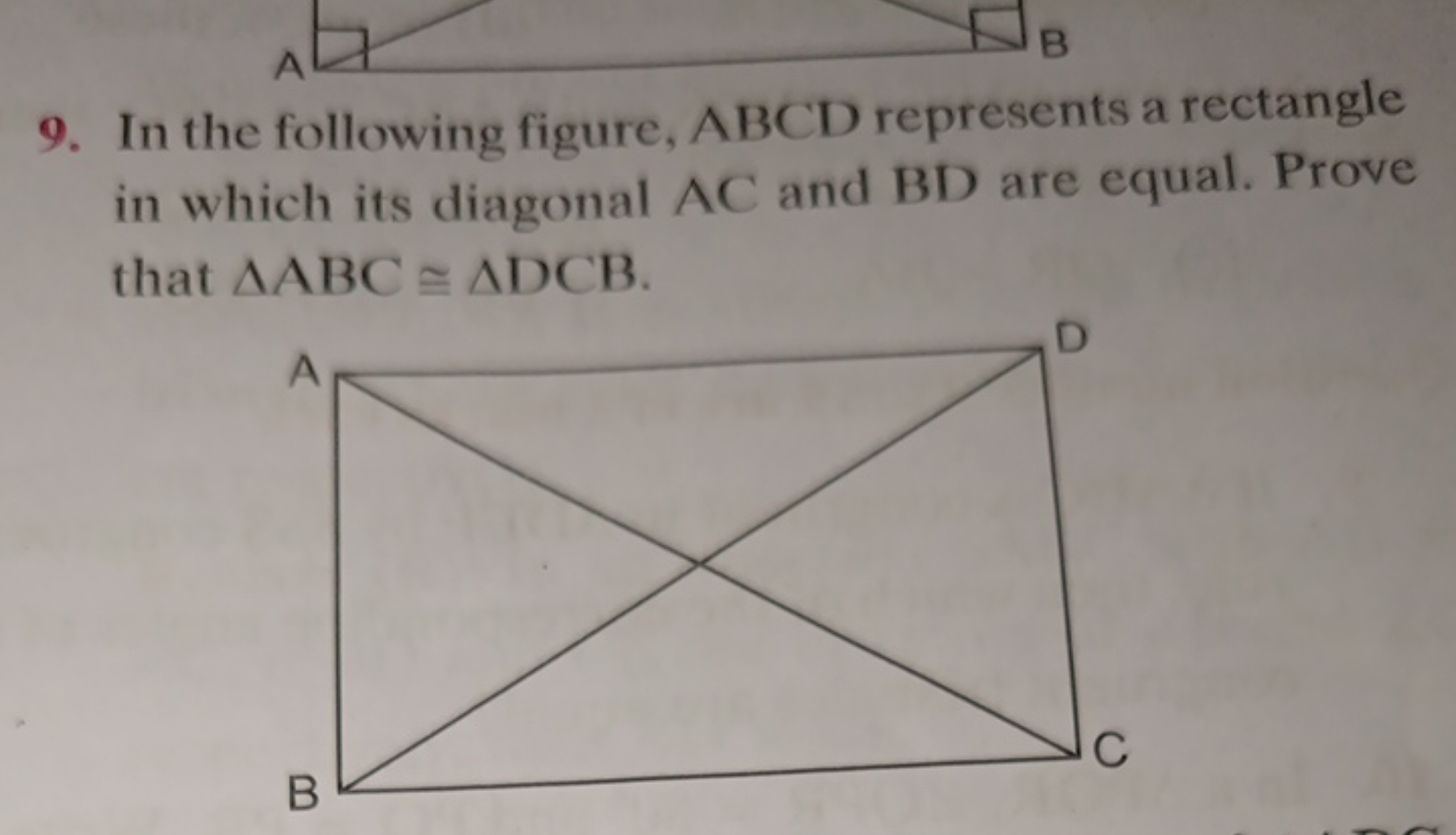 9. In the following figure, ABCD represents a rectangle in which its d