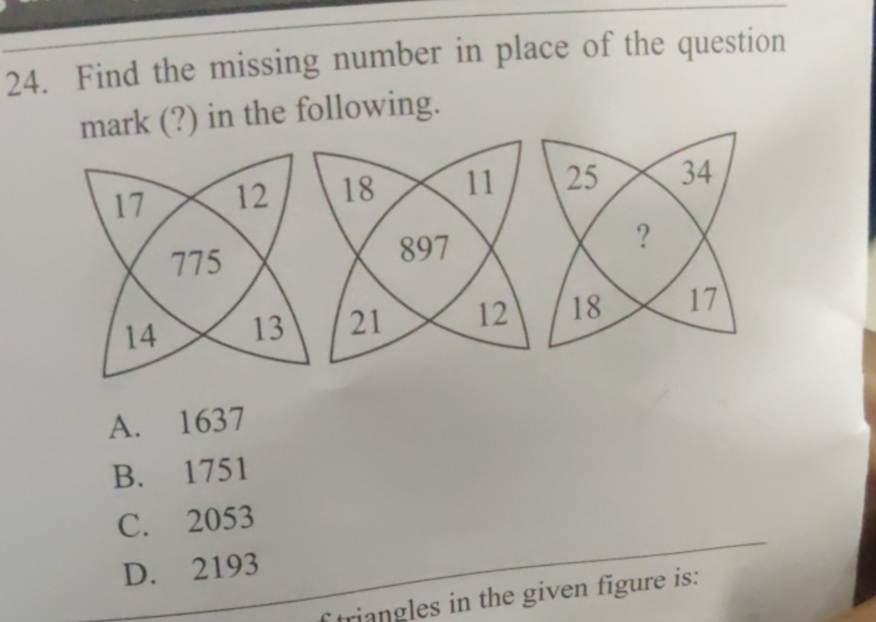 24. Find the missing number in place of the question mark (?) in the f