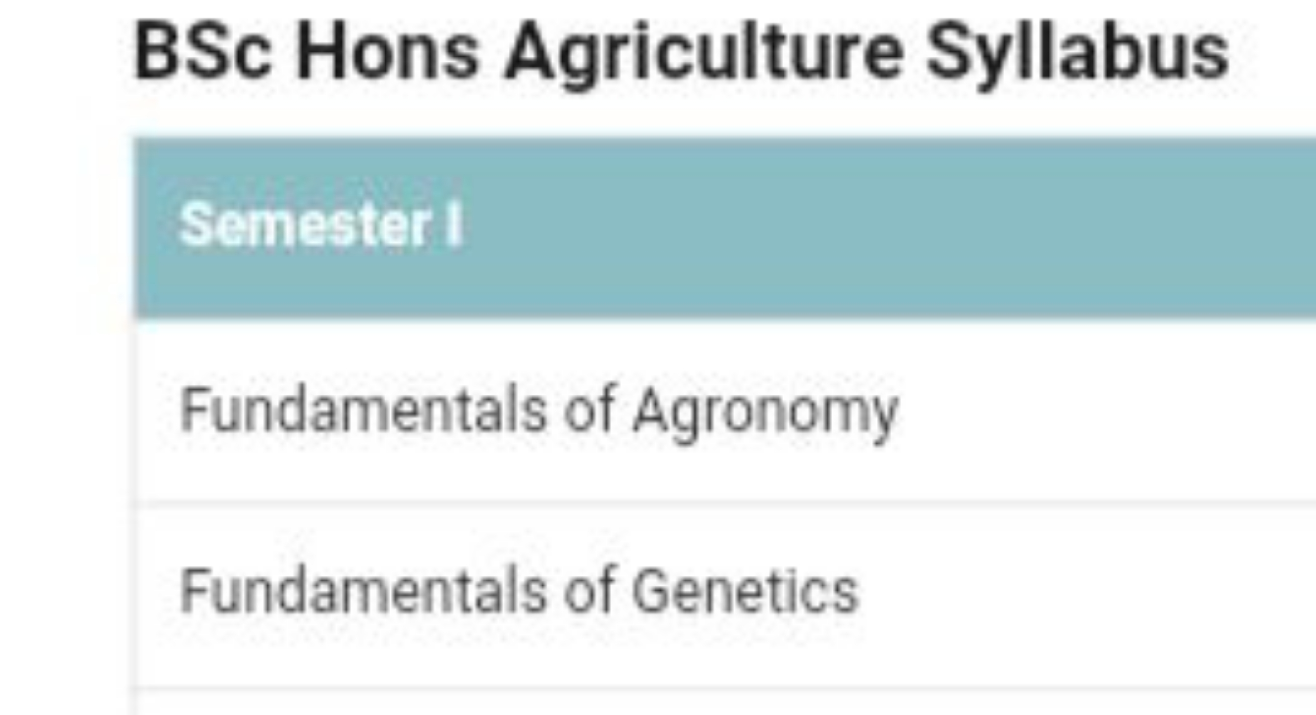 BSc Hons Agriculture Syllabus
Semester I

Fundamentals of Agronomy

Fu