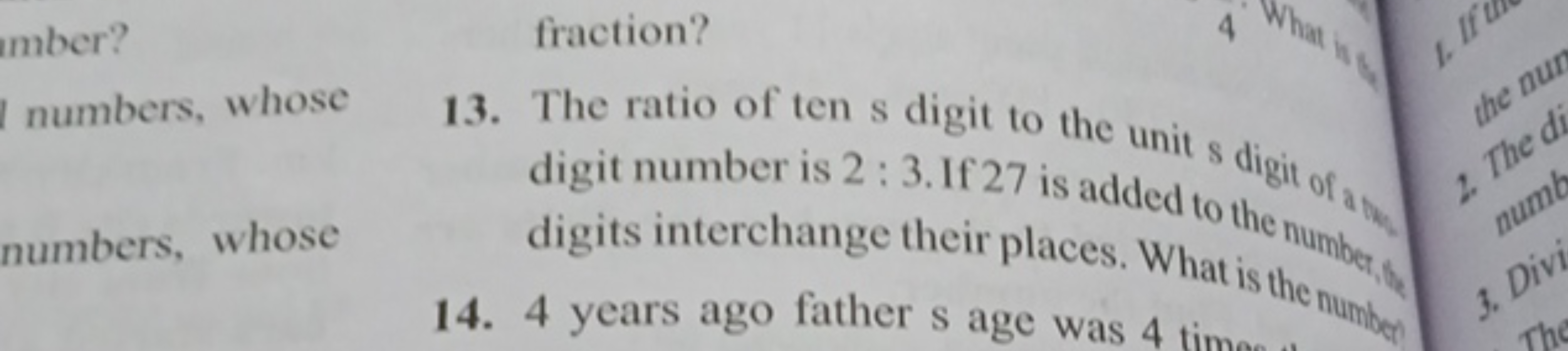 mber?
numbers, whose
numbers, whose
fraction?
13. The ratio of ten s d