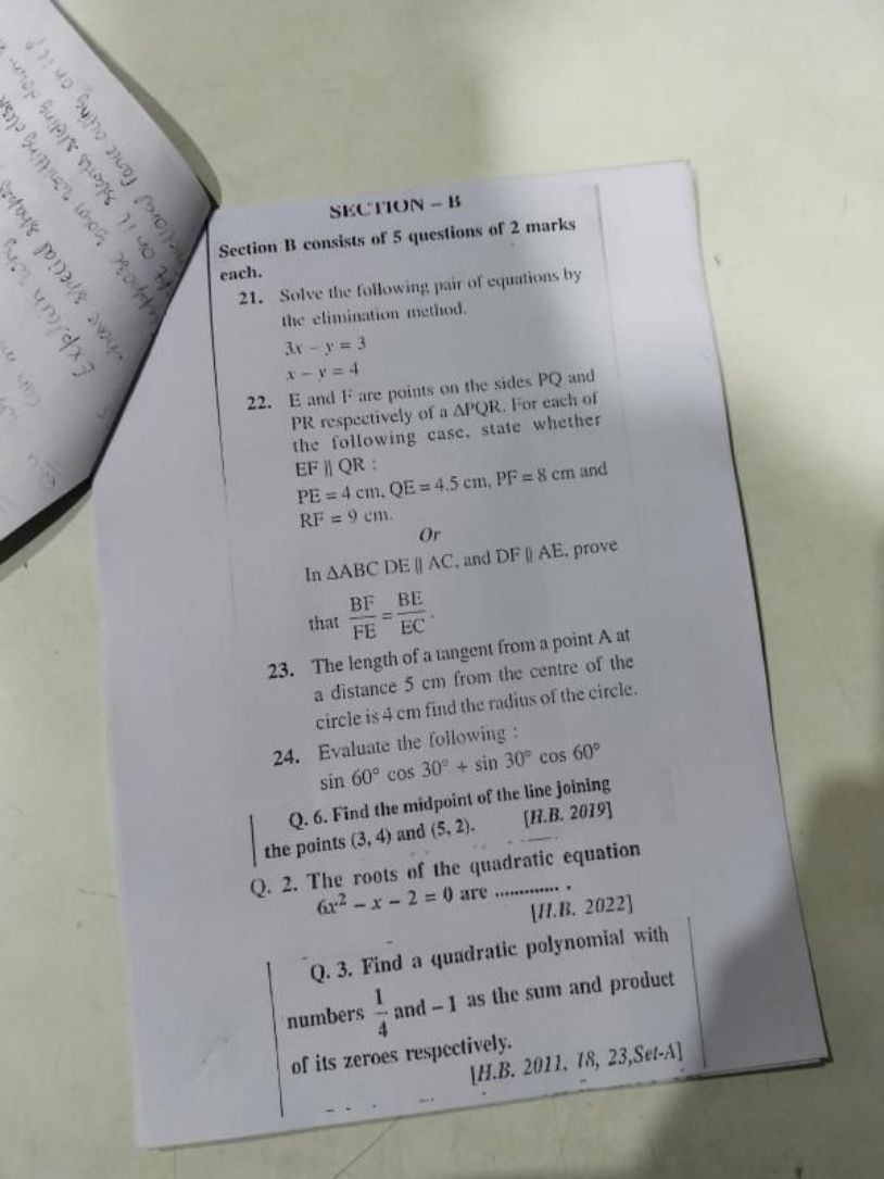 SECTIUN - 15
Section B consists of 5 questions of 2 marks each.
21. So