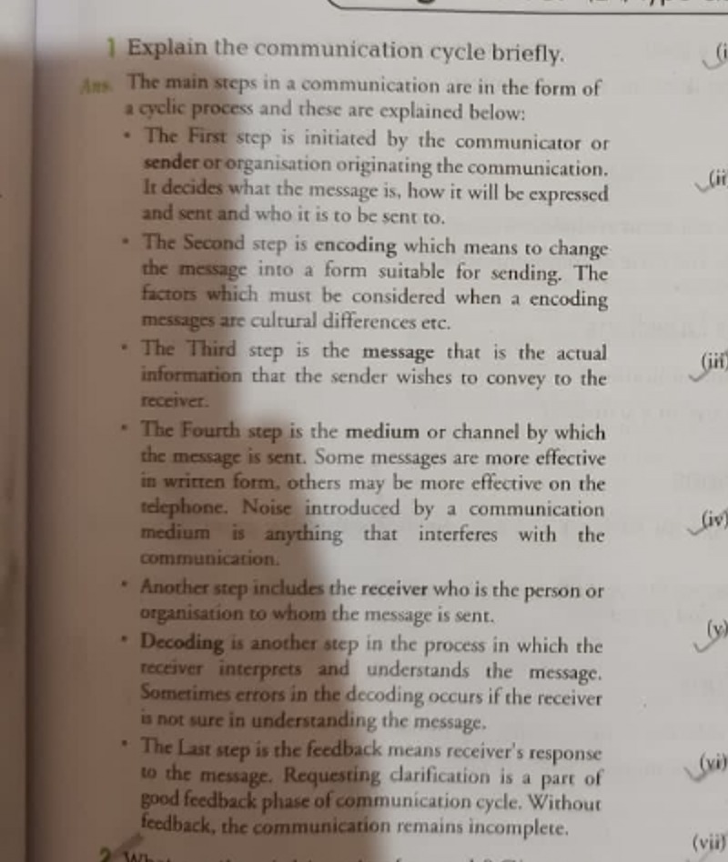 1 Explain the communication cycle briefly.
Ans. The main steps in a co