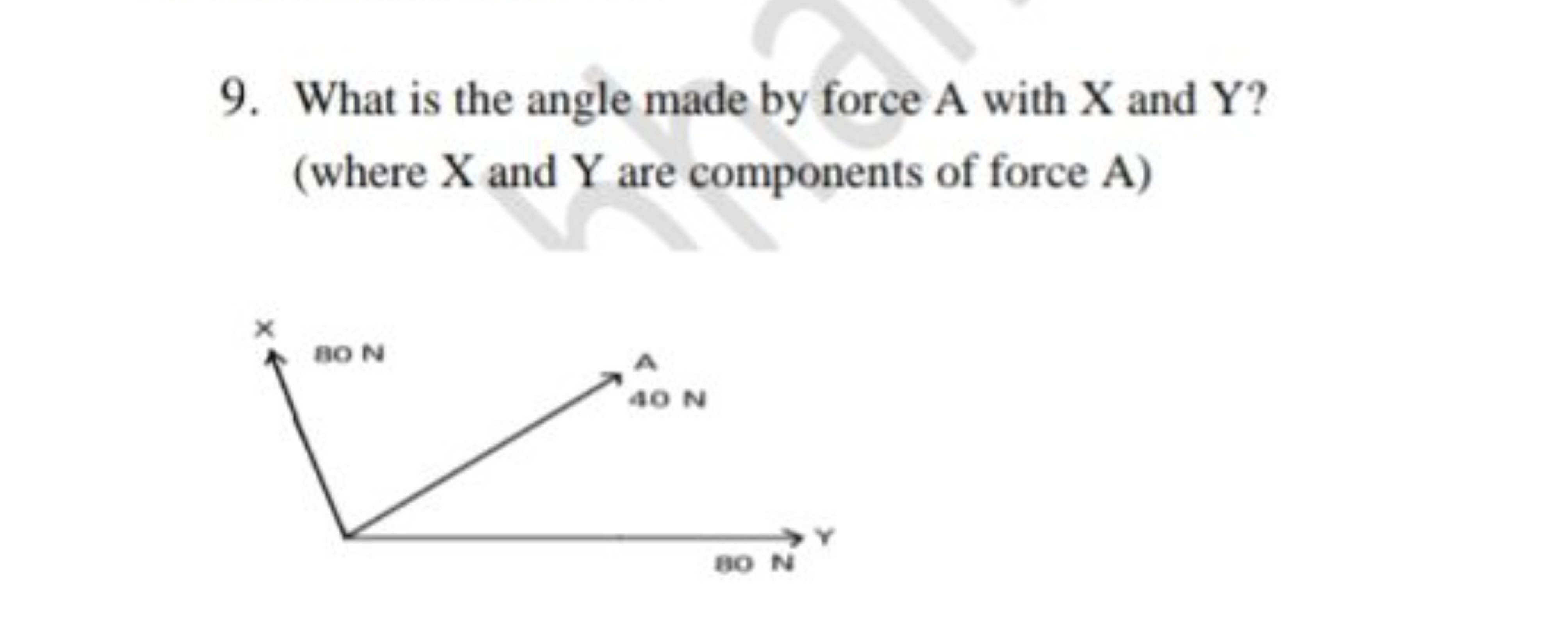 9. What is the angle made by force A with X and Y ? (where X 9. What is the angle made by force A with X and Y ? (where X