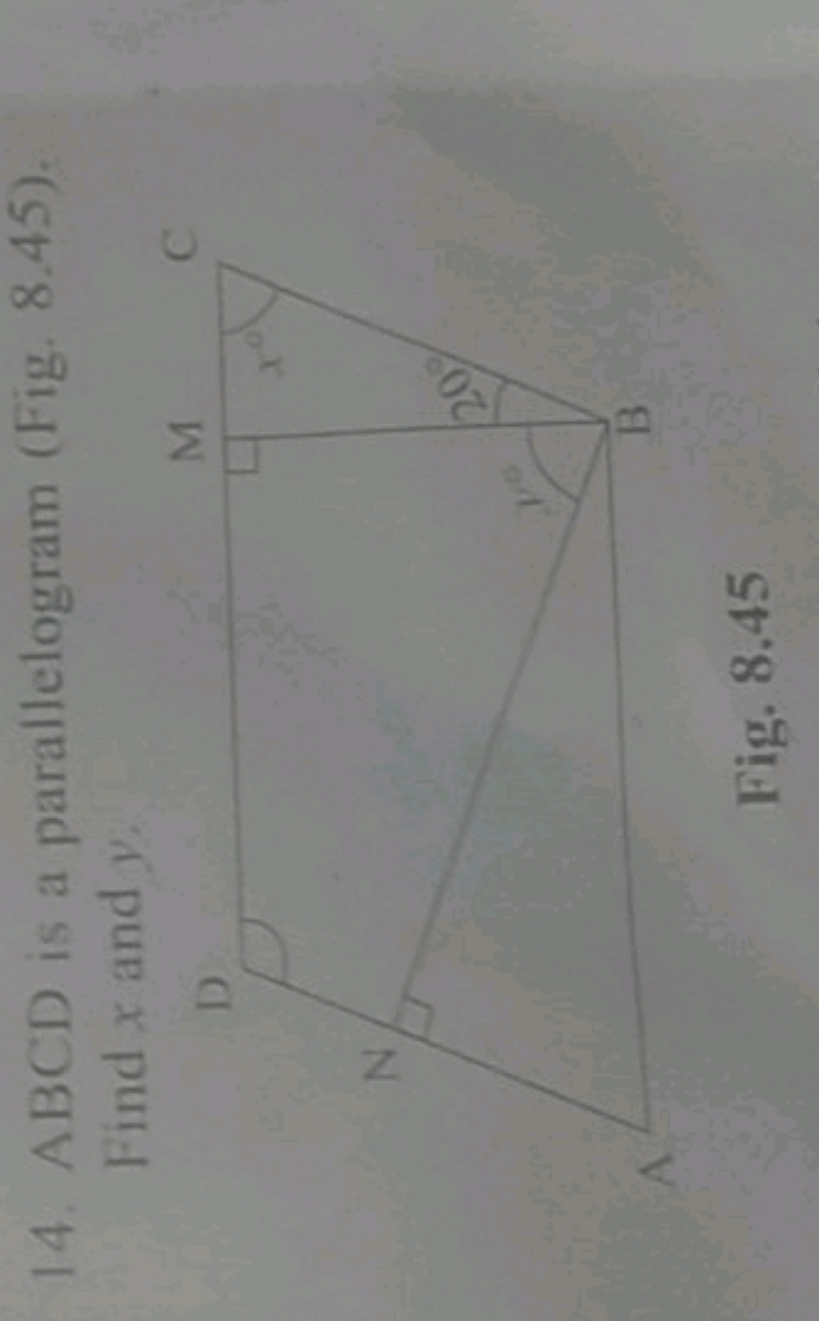 14. ABCD is a parallelogram (Fig. 8.45). Find x and y.

Fig. 8.45