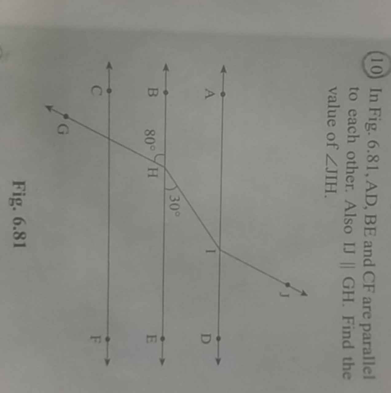 (10) In Fig. 6.81,AD,BE and CF are parallel to each other. Also IJ || 