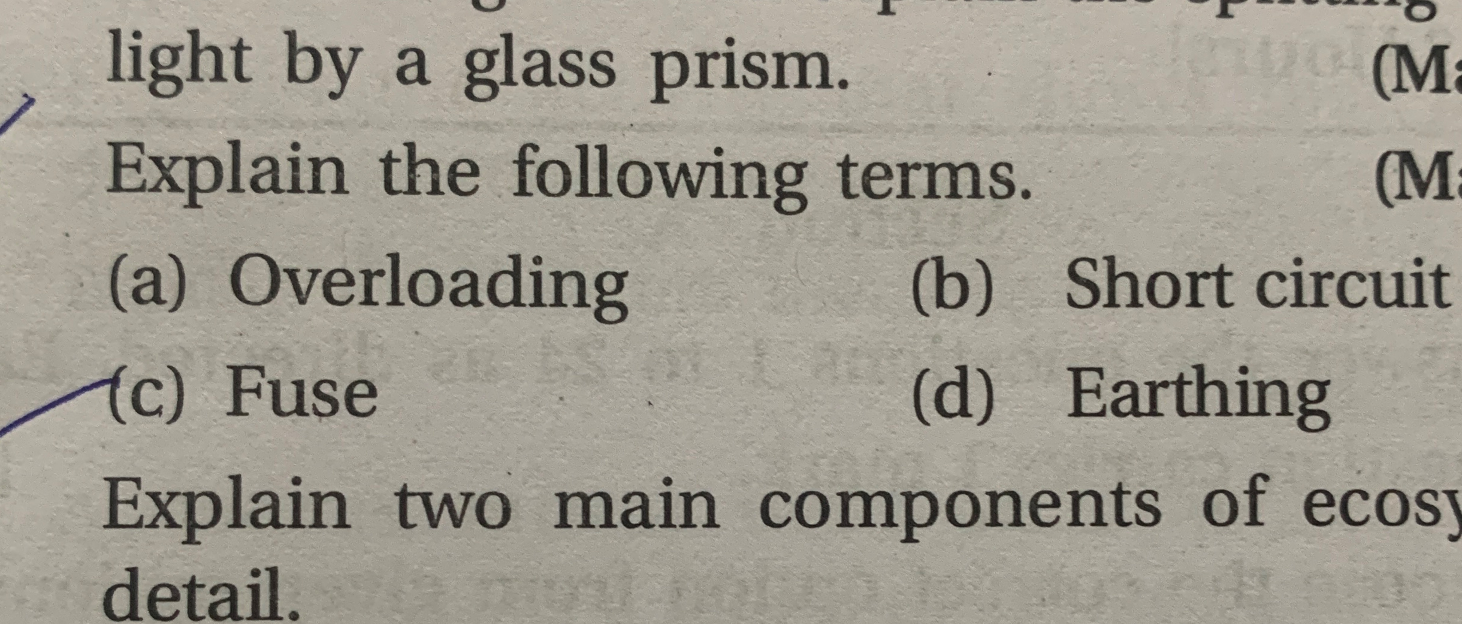 Light by a glass prism explain the following terms a overloading b 