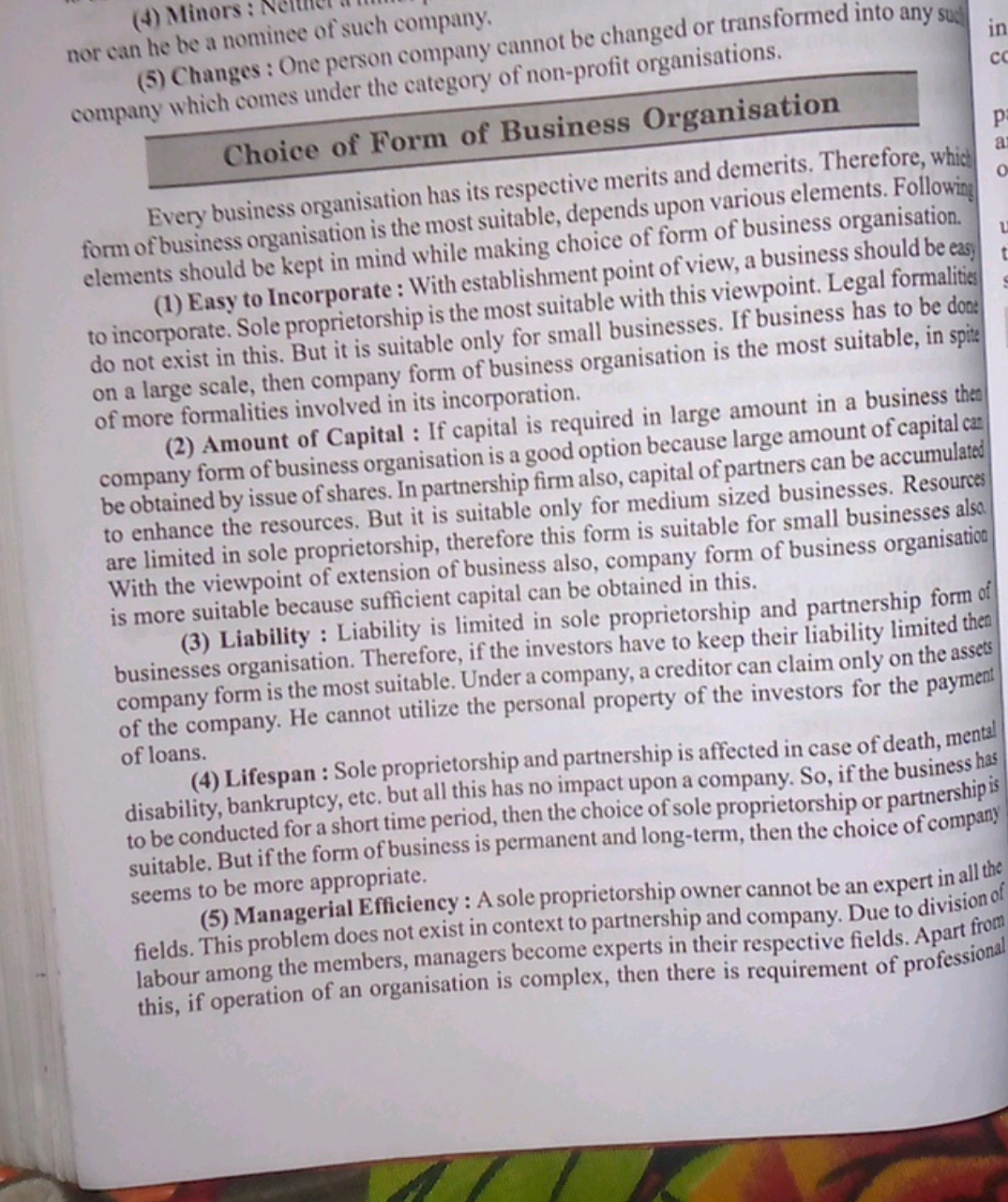 (4) Minors : Neturee of such company.
nor can he be a no s : One perso