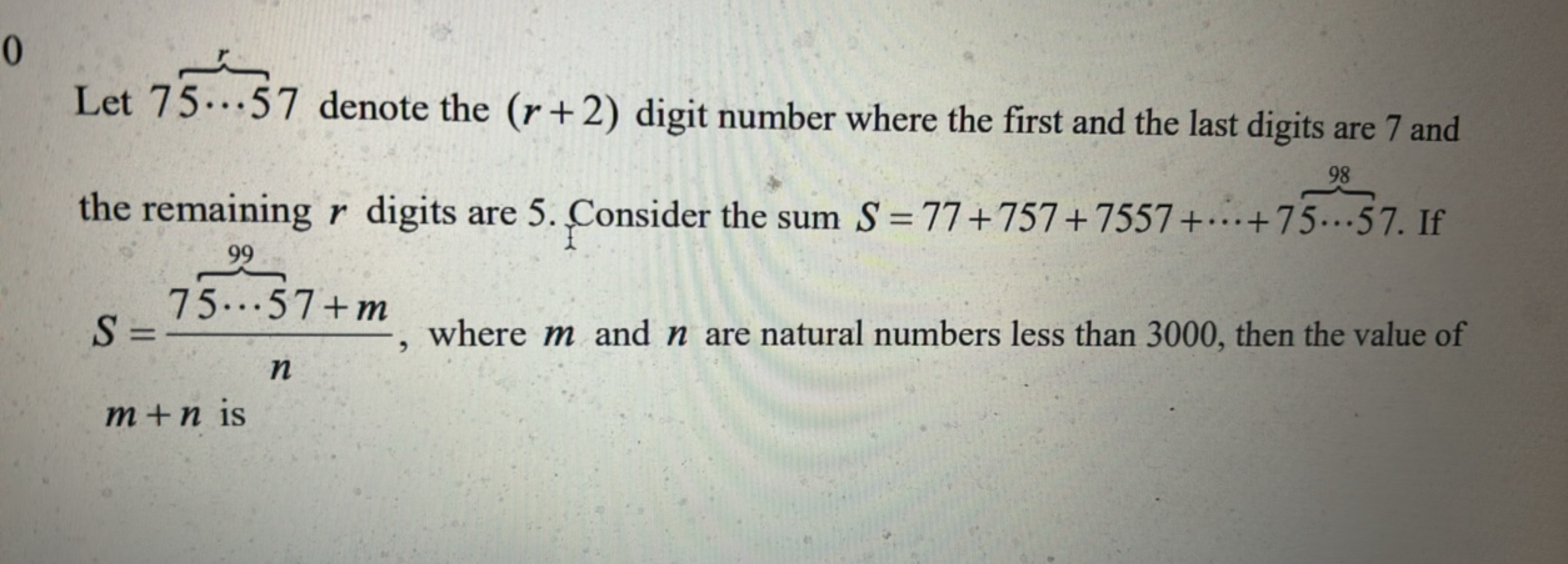 Let 75⋯5r7 denote the (r+2) digit number where the first and the last 