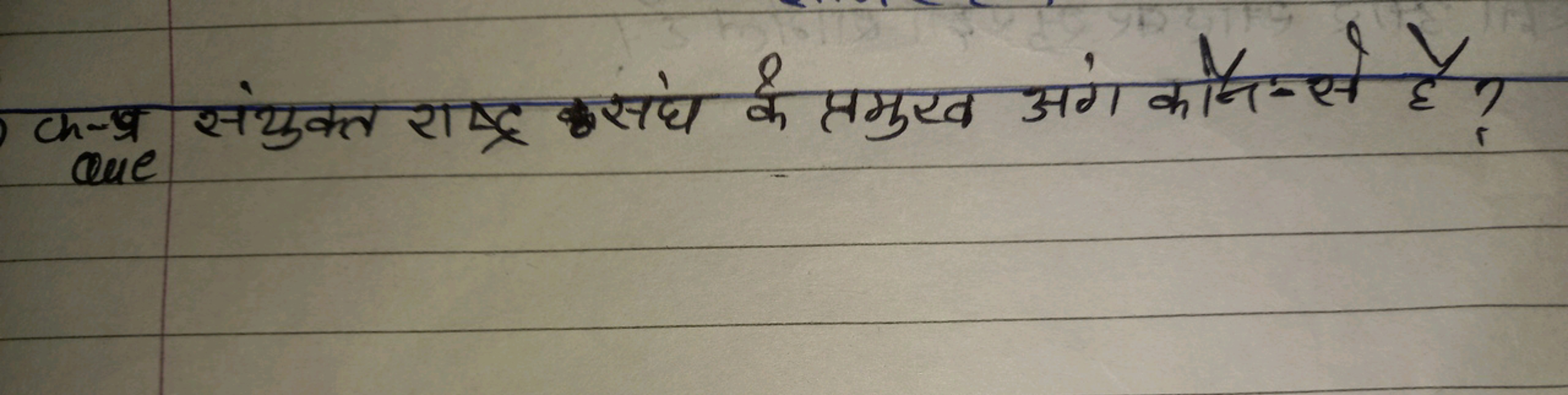 क-््र संयुक्त राष्ट संध के प्रमुख अंग कौन्से है ?
वue ?