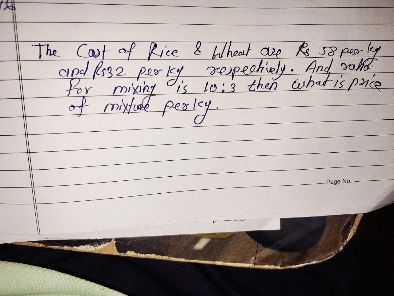 The Cast of Rice \& Wheat are Rs 58 per ky and R332 perky respectively. A..