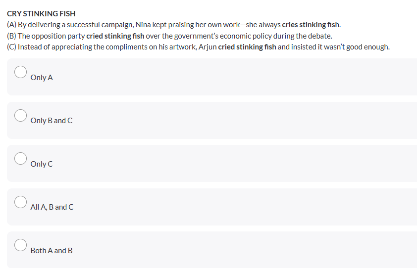 CRY STINKING FISH (A) By delivering a successful campaign, Nina kept prai..