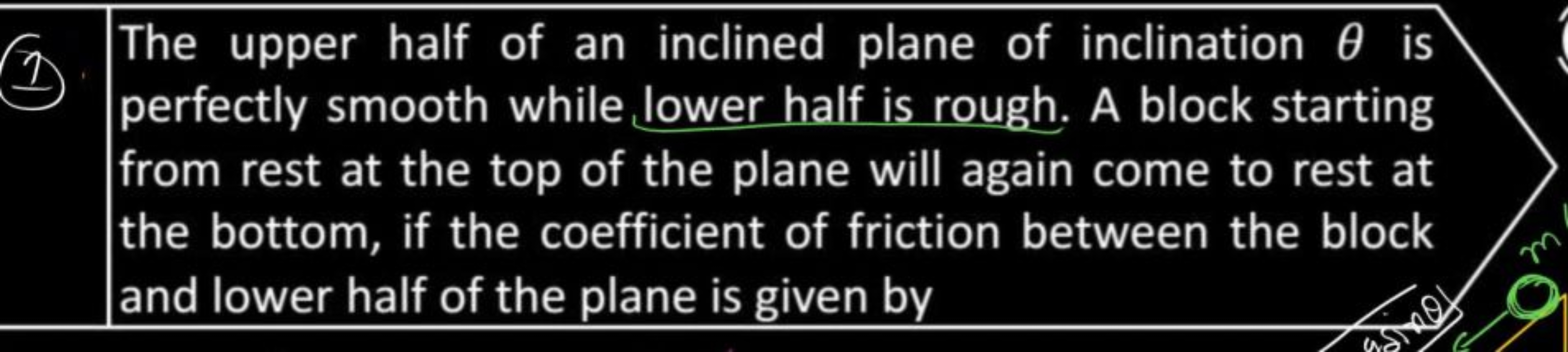 ⑦ The upper half of an inclined plane of inclination & is
perfectly sm