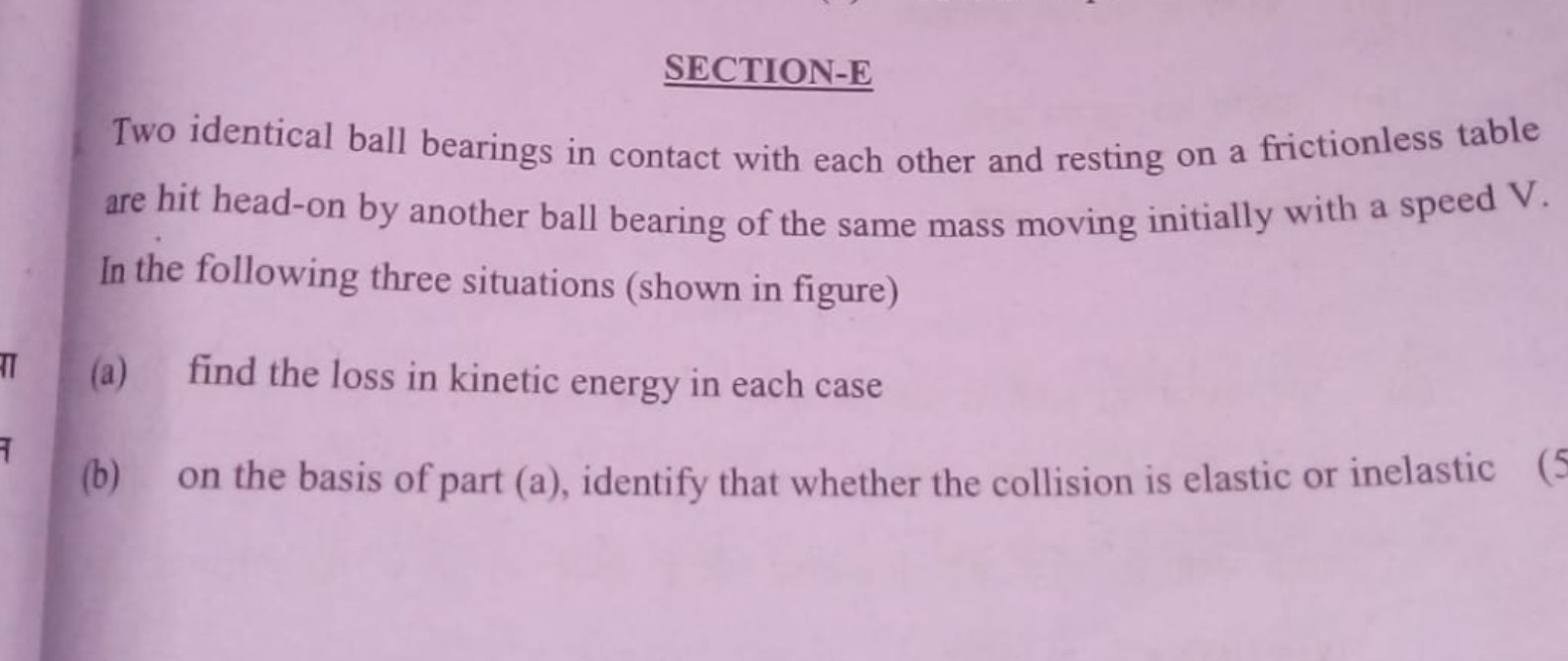 SECTION-E
Two identical ball bearings in contact with each other and r