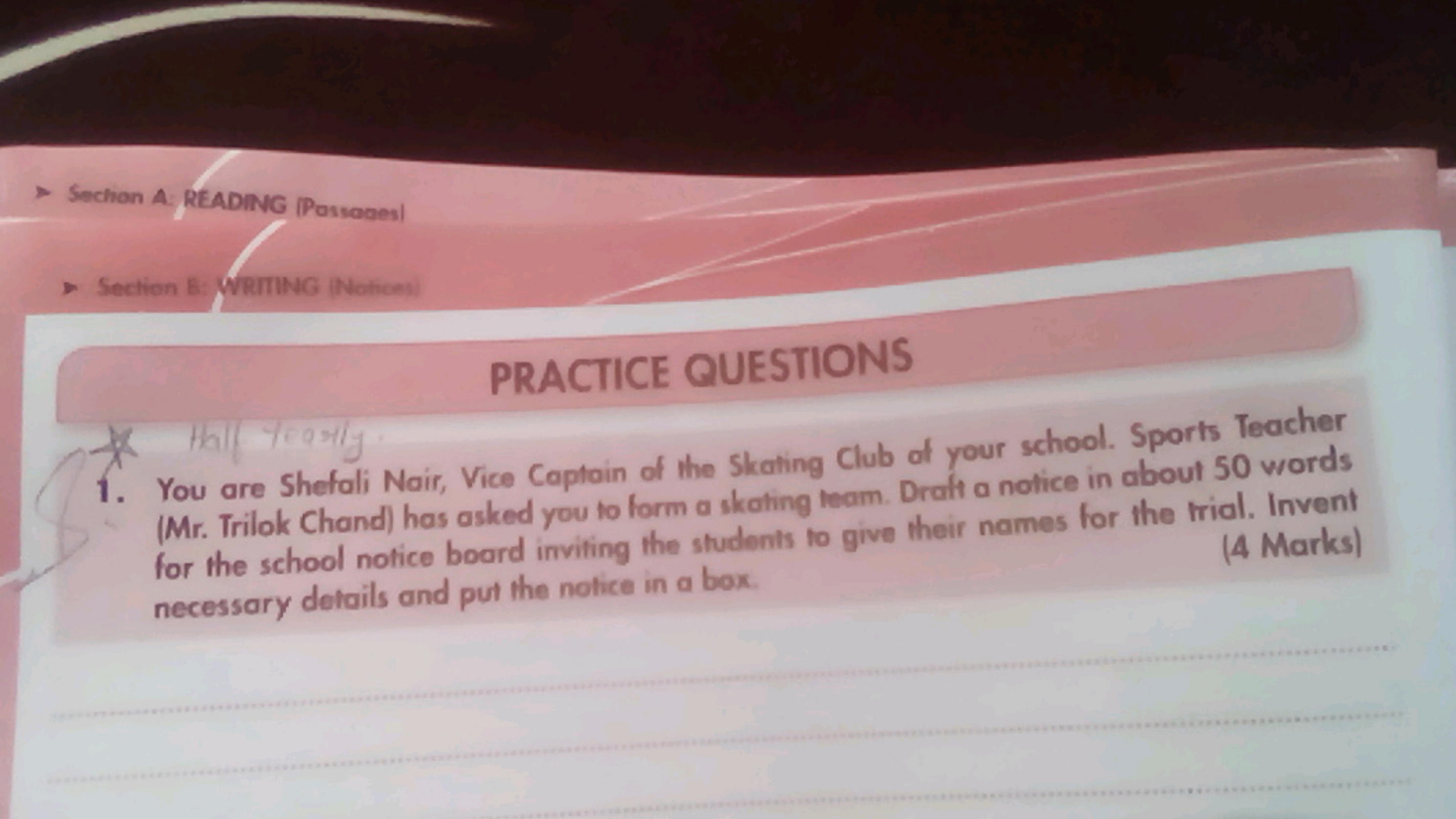 Sechon A. READING (Porsones)
Section B: WritiNG (Nohces)
PRACTICE QUES