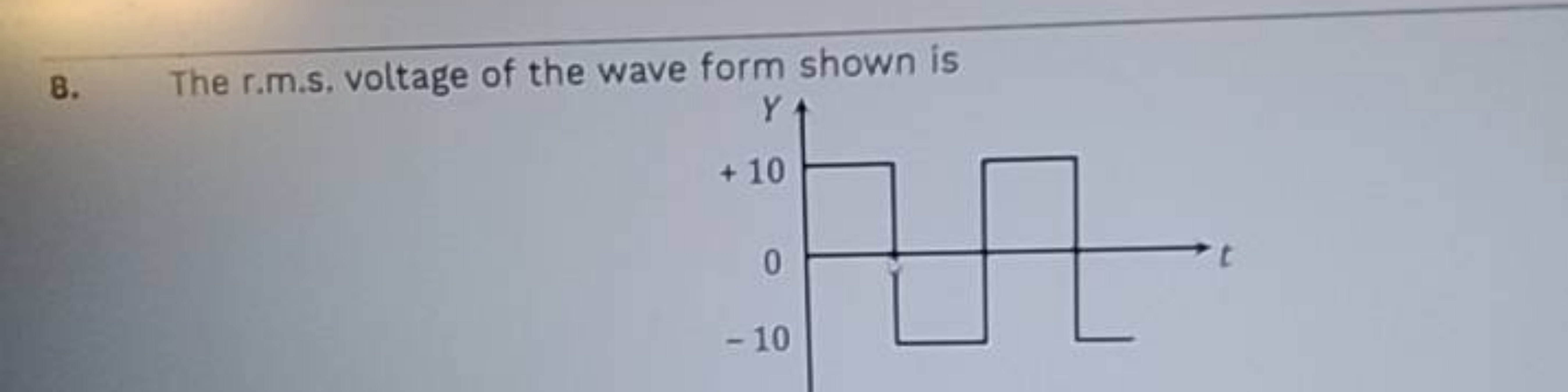 8. The r.m.s. voltage of the wave form shown is