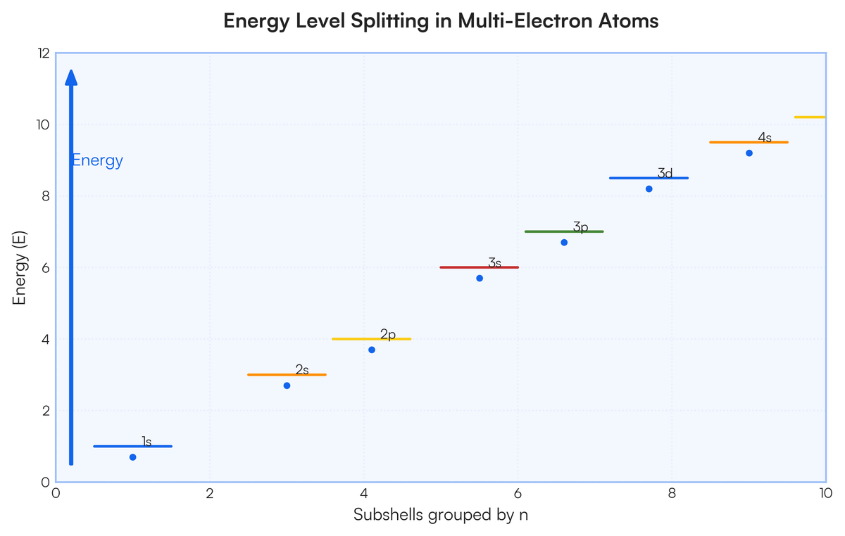 Give me the diagram to illustrate splitting of energy with energy differe..