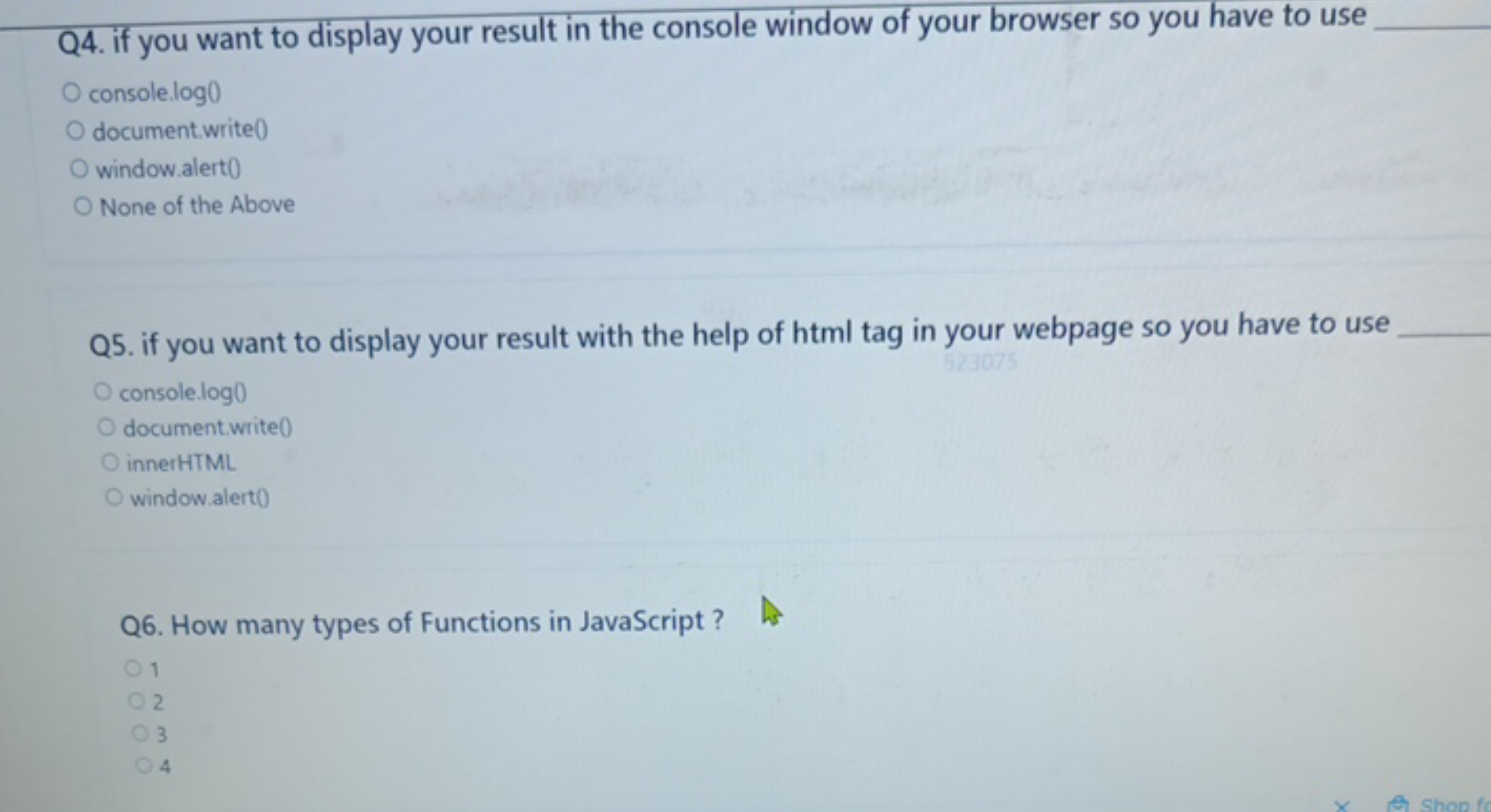 Q4. if you want to display your result in the console window of your b