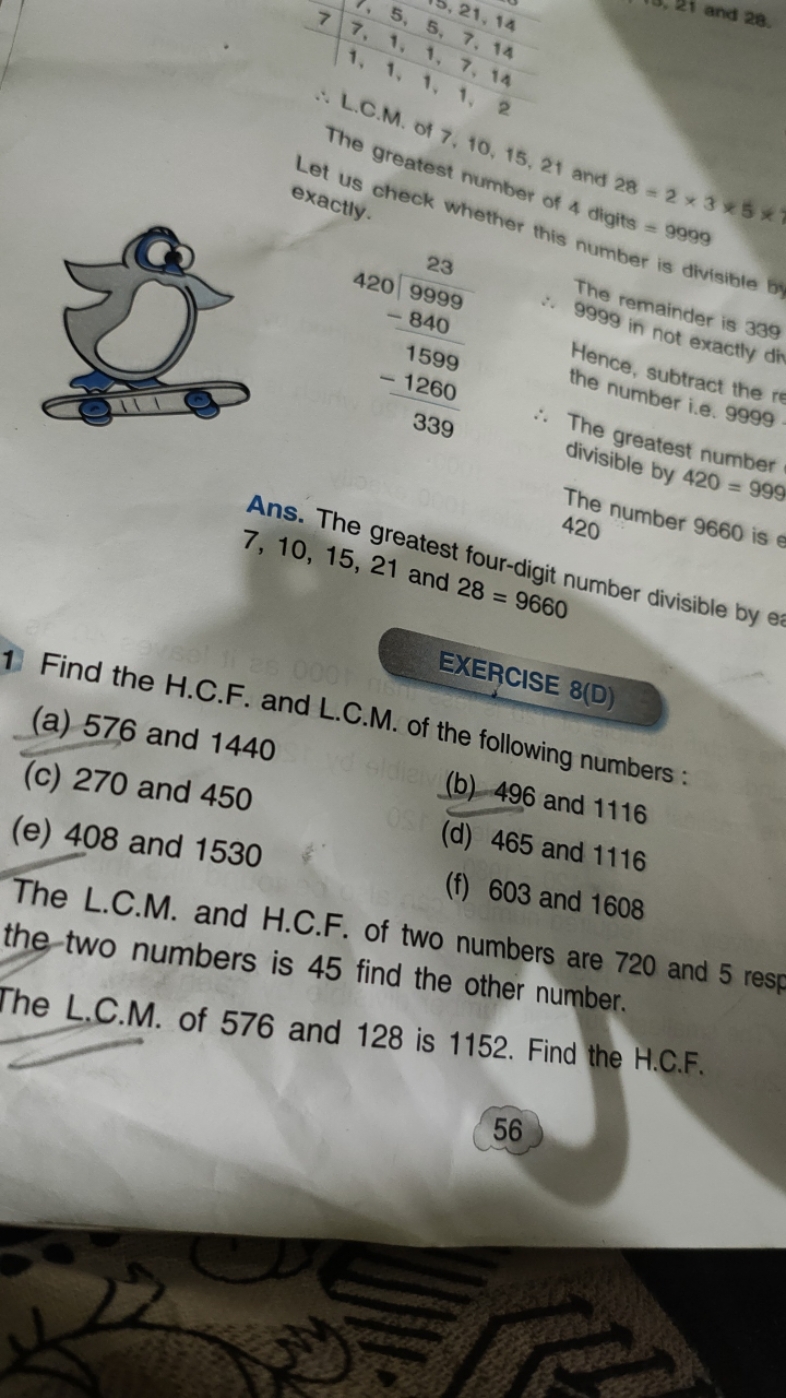  L.C.M. Of >.10,15,21 and 28=2×3×5× The greatest number of 4 digits =9