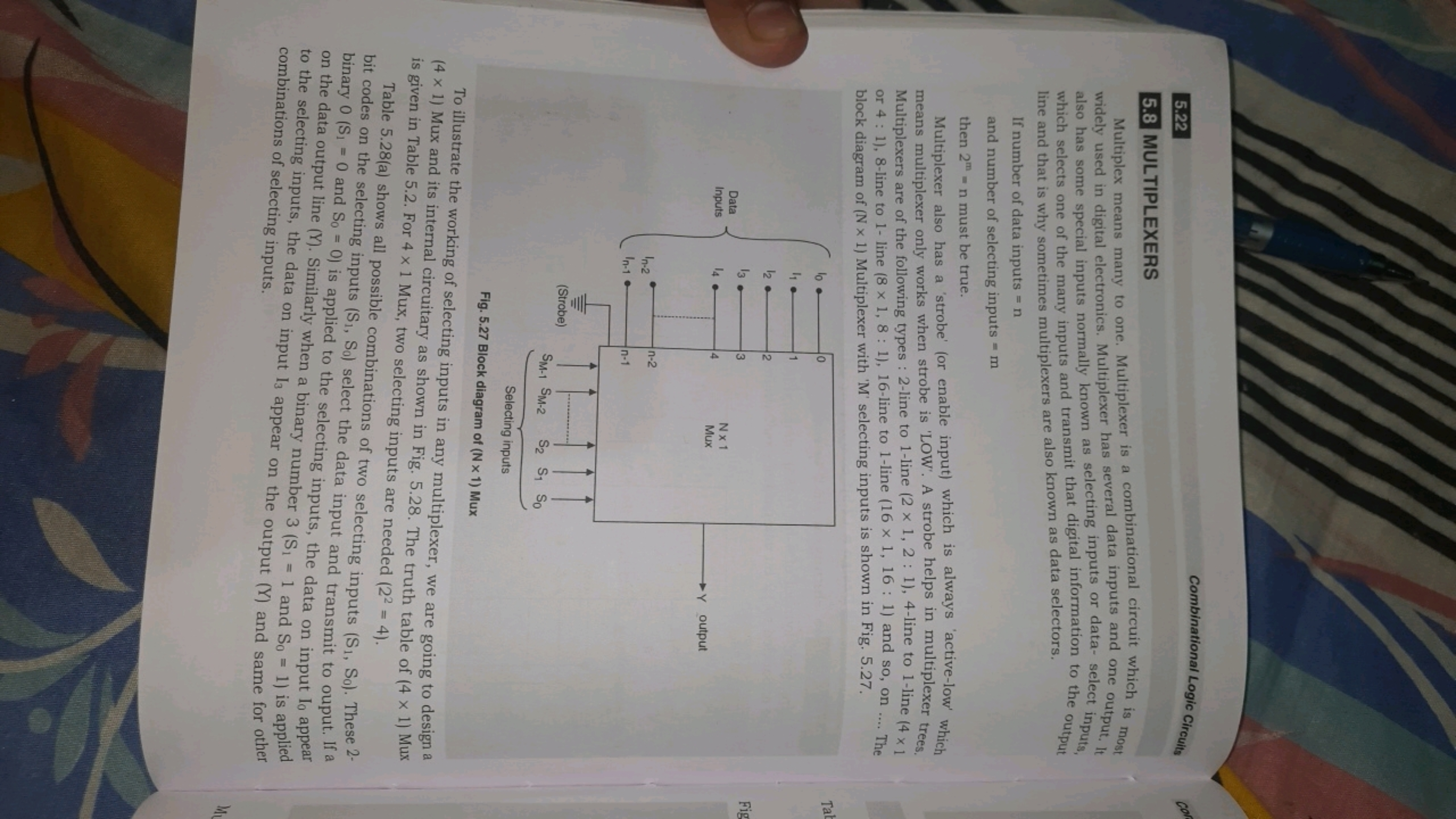 5.22
5.8 MULTIPLEXERS
Combinational Logic Circuits
Multiplex means man