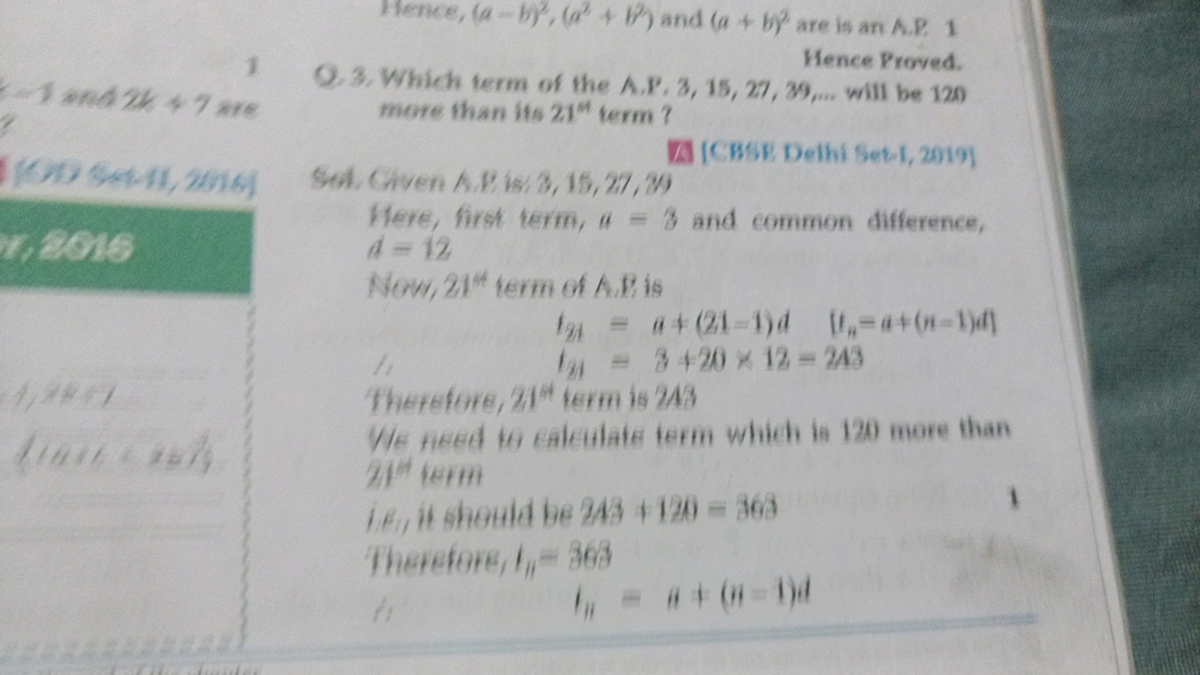 Hence, (a−b)2,(a2+b2) and (a+b)2 are is an A.P. 1
Hence Proved.
Q.3. W