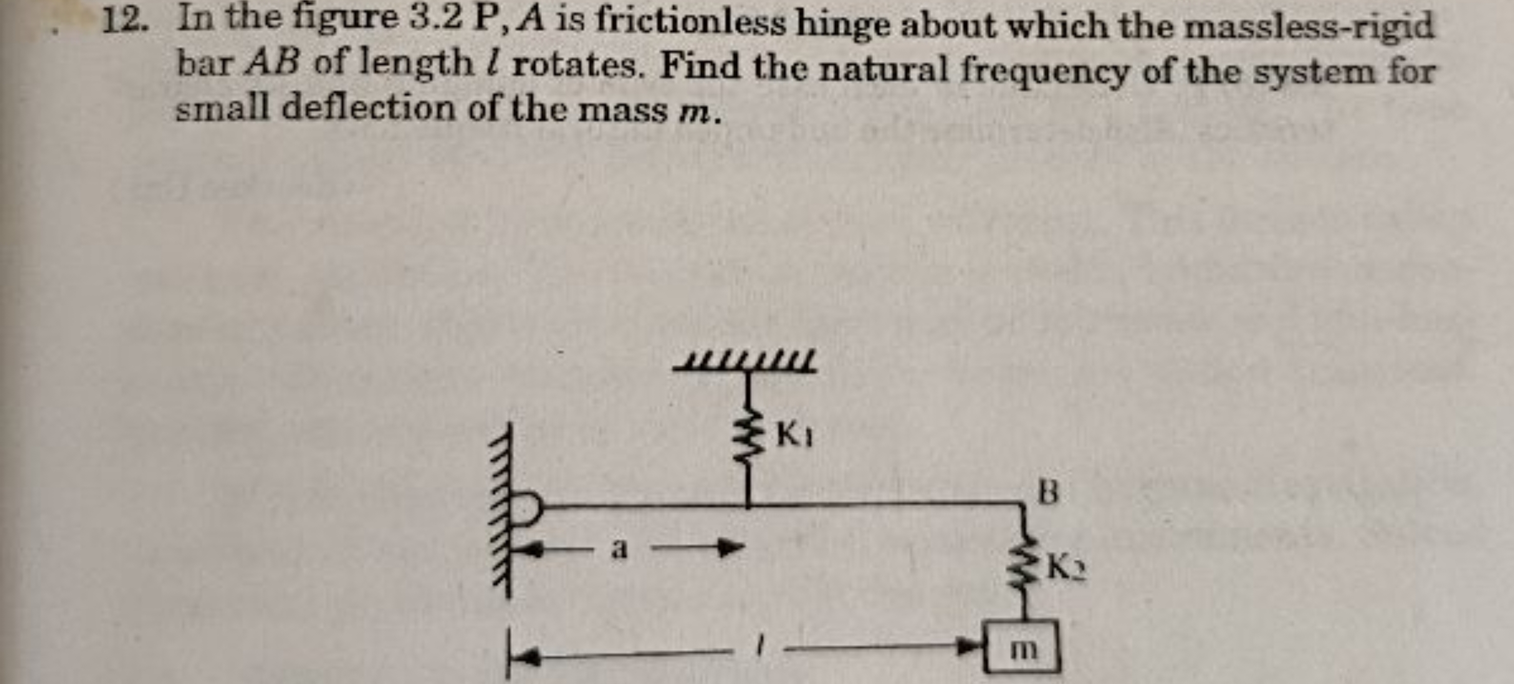 12. In the figure 3.2P,A is frictionless hinge about which the massles