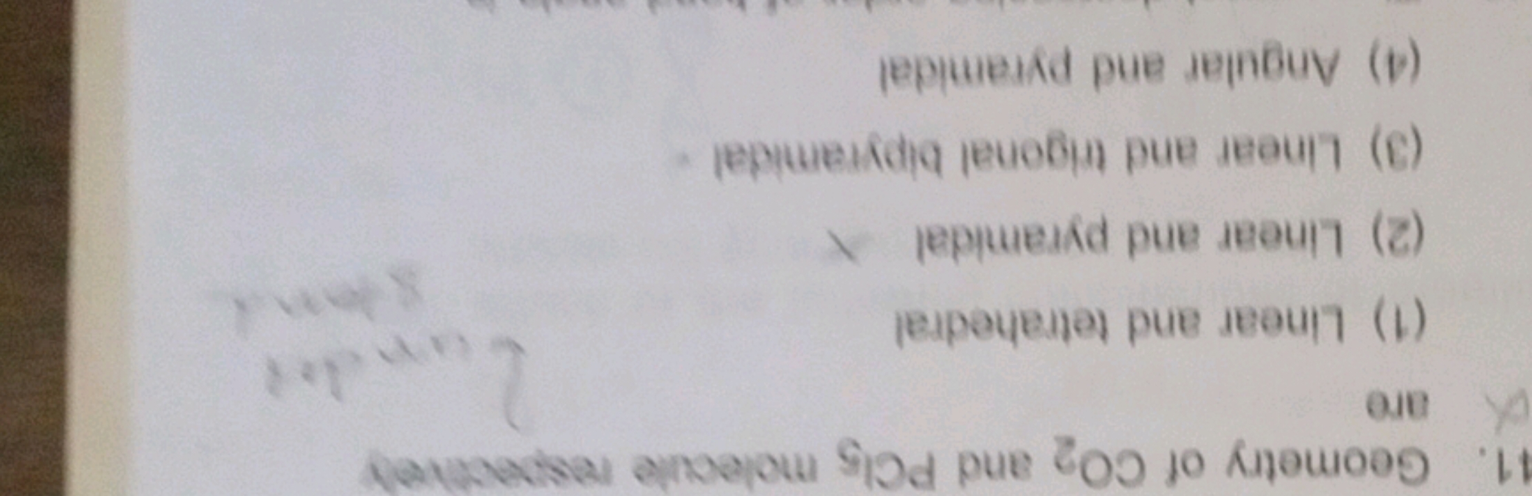 Geometry of CO2​ and PCl5​ molecule respentivecy are