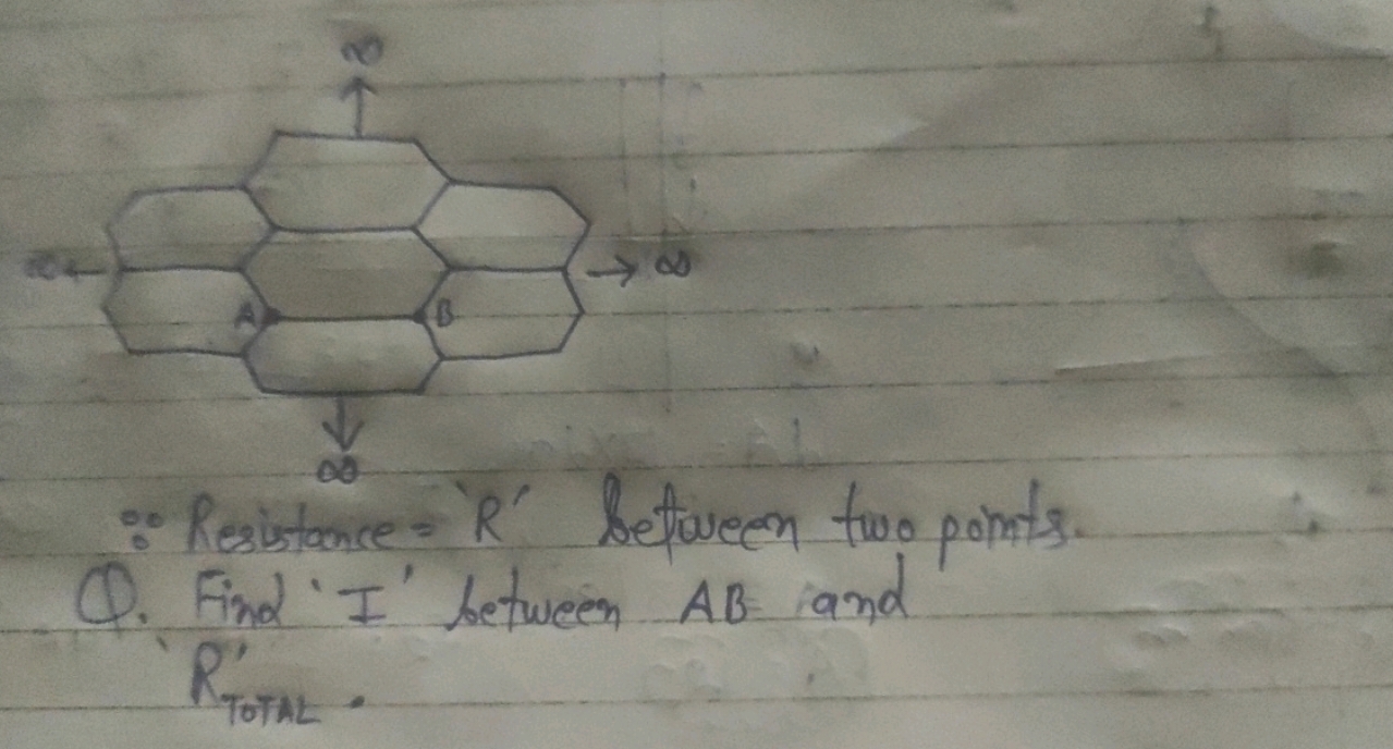 ∵ Resistance= 'R' between two ports.
Q. Find ' I ' between AB and 'R R