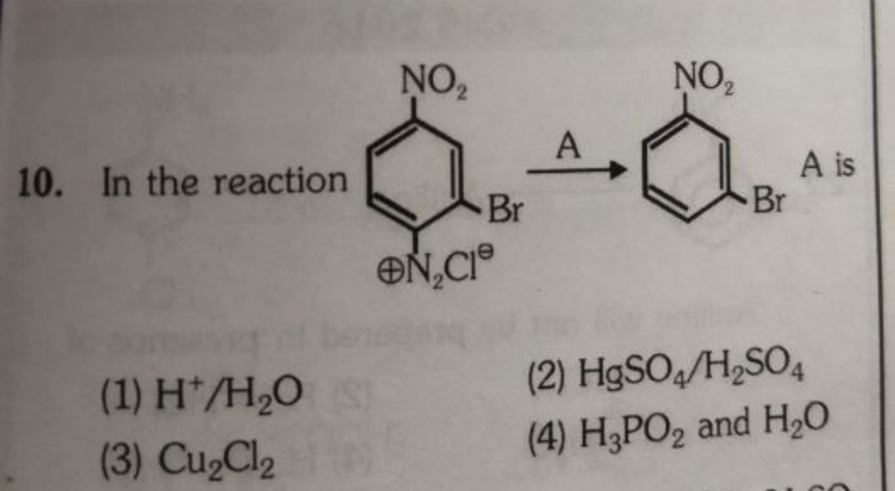 In the reaction O=[N+]([O-])c1ccc([N+](=O)[O-])c(Br)c1 ⟶A​ O=[N+]([O-]