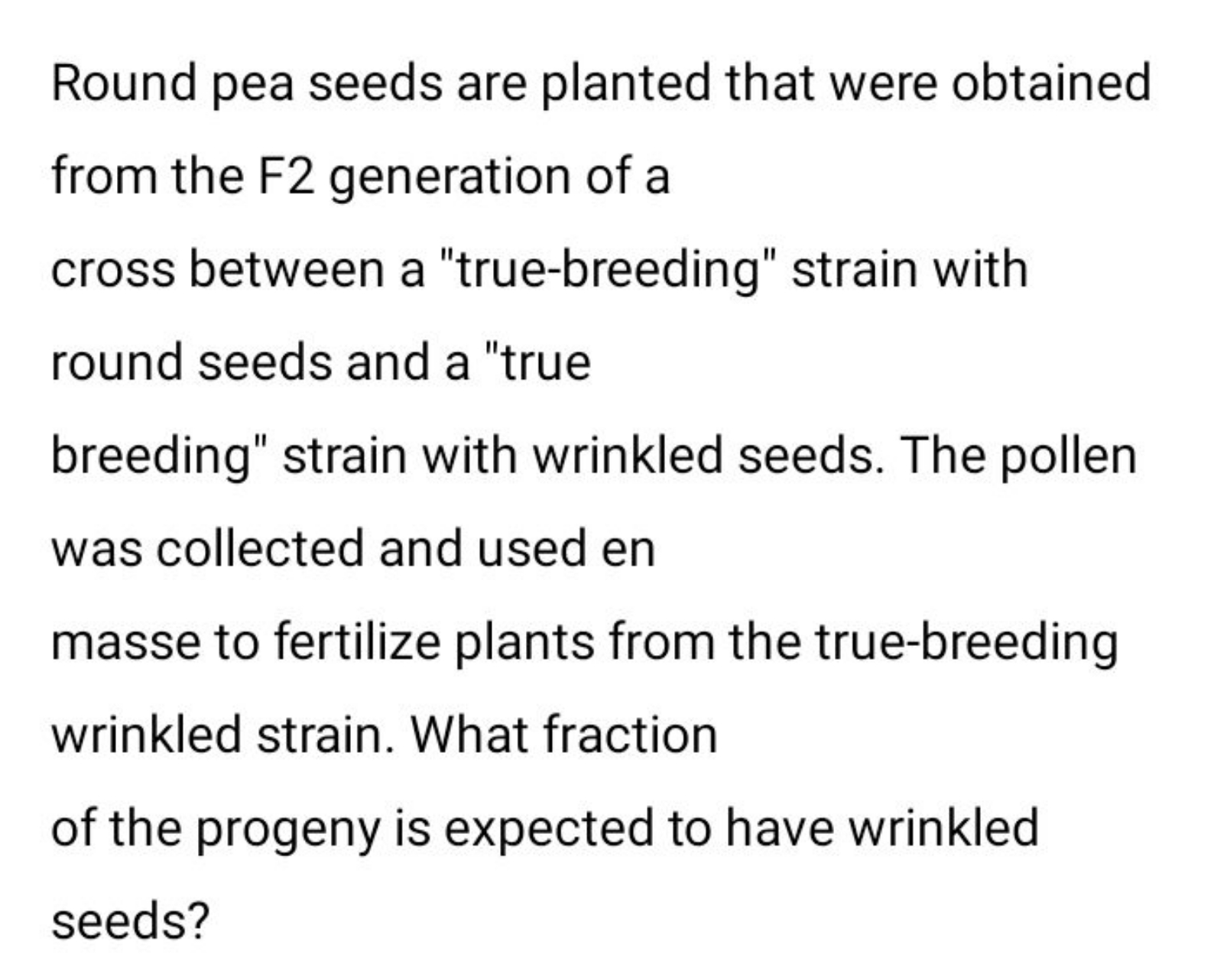 Round pea seeds are planted that were obtained from the F2 generation 