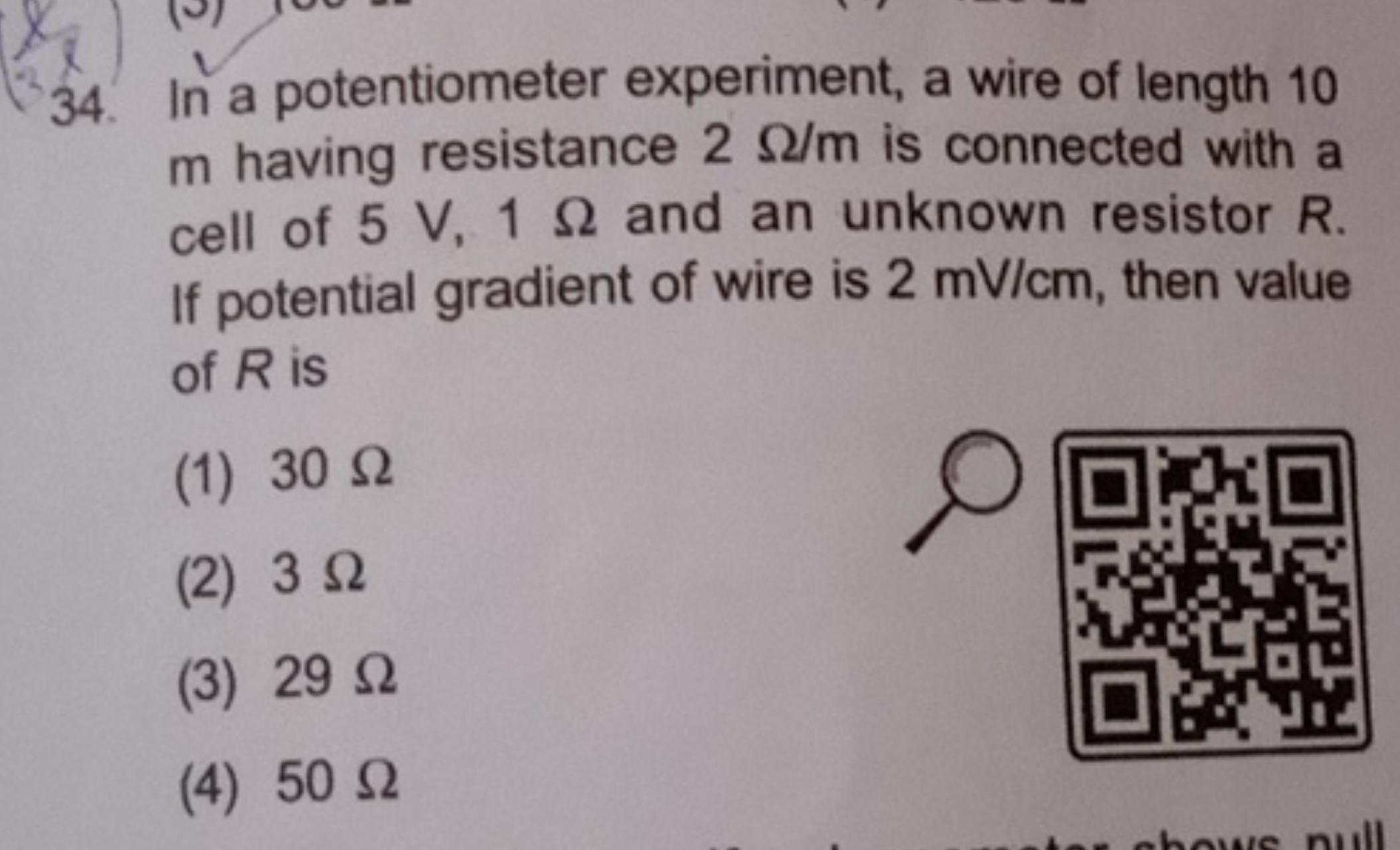 In a potentiometer experiment, a wire of length 10 m having resistance