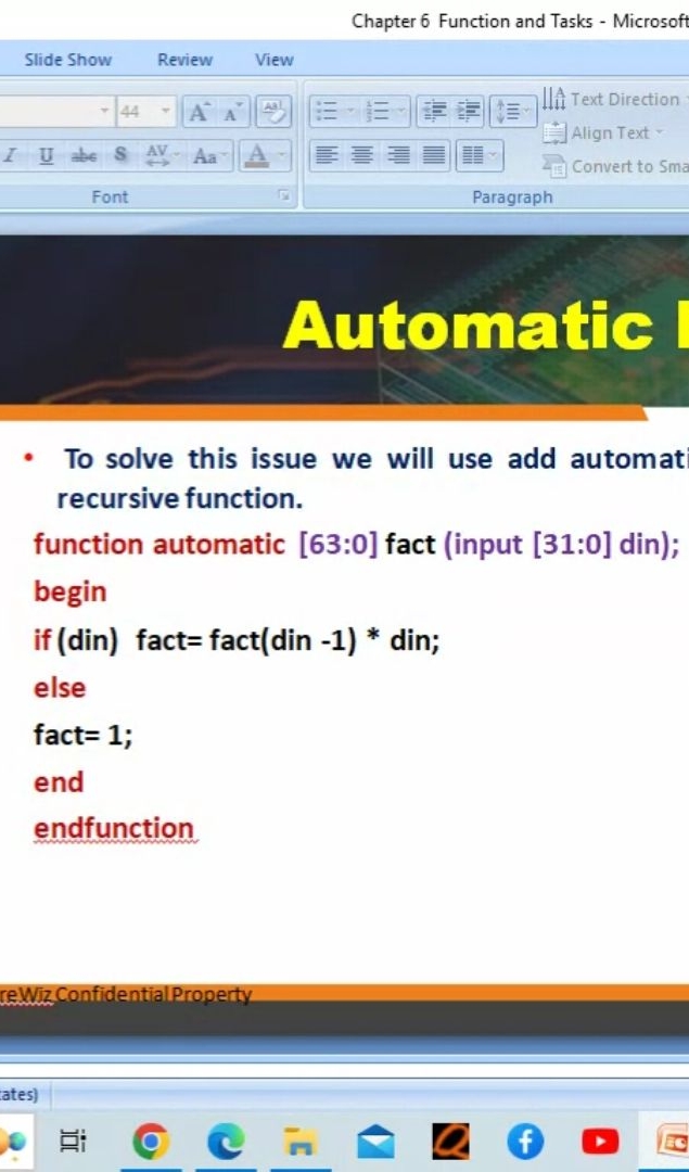 Chapter 6 Function and Tasks - Microsoft
Slide Show
Review
View
Font
P