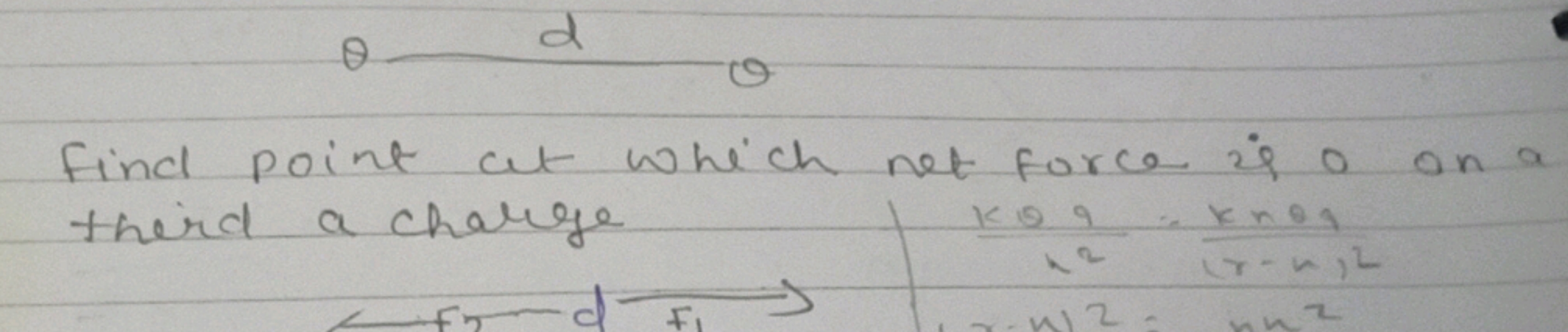 Find point at which net force is 0 on a their a charge
