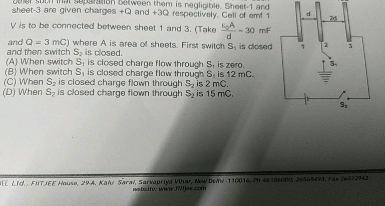 sheet- 3 are given charges +Q and +3Q is negligible. Sheet-1 and V is 