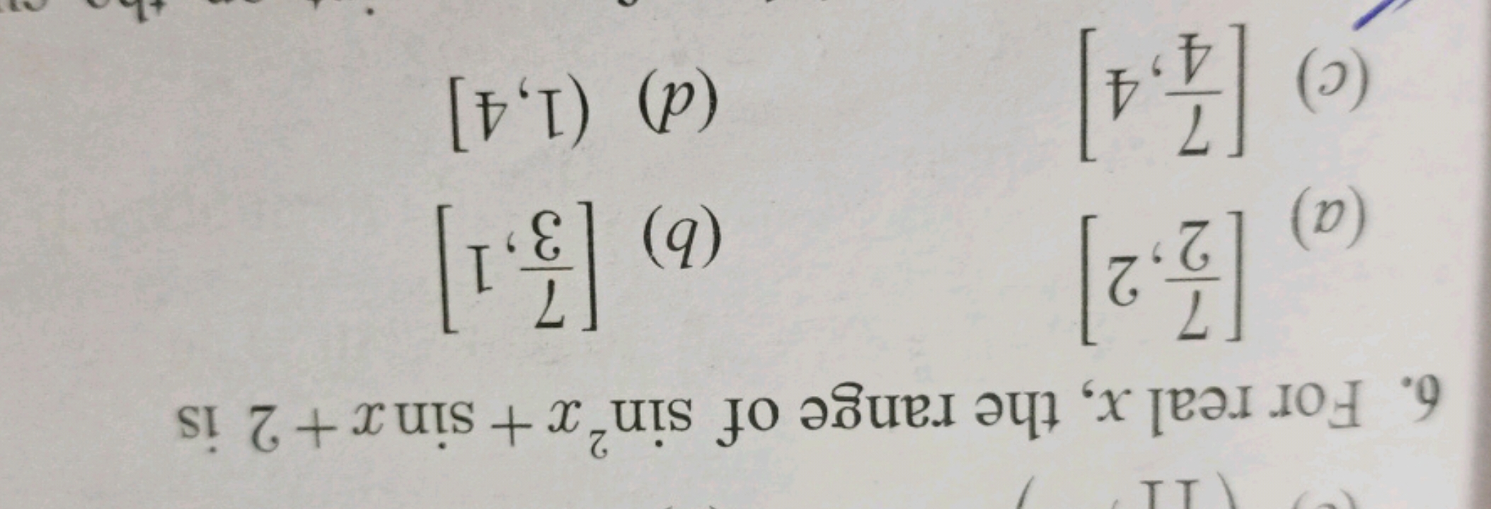 For real x, the range of sin2x+sinx+2 is