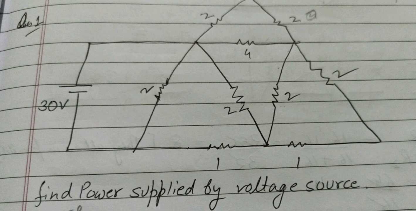 los1
find Power supplied by voltage source.
