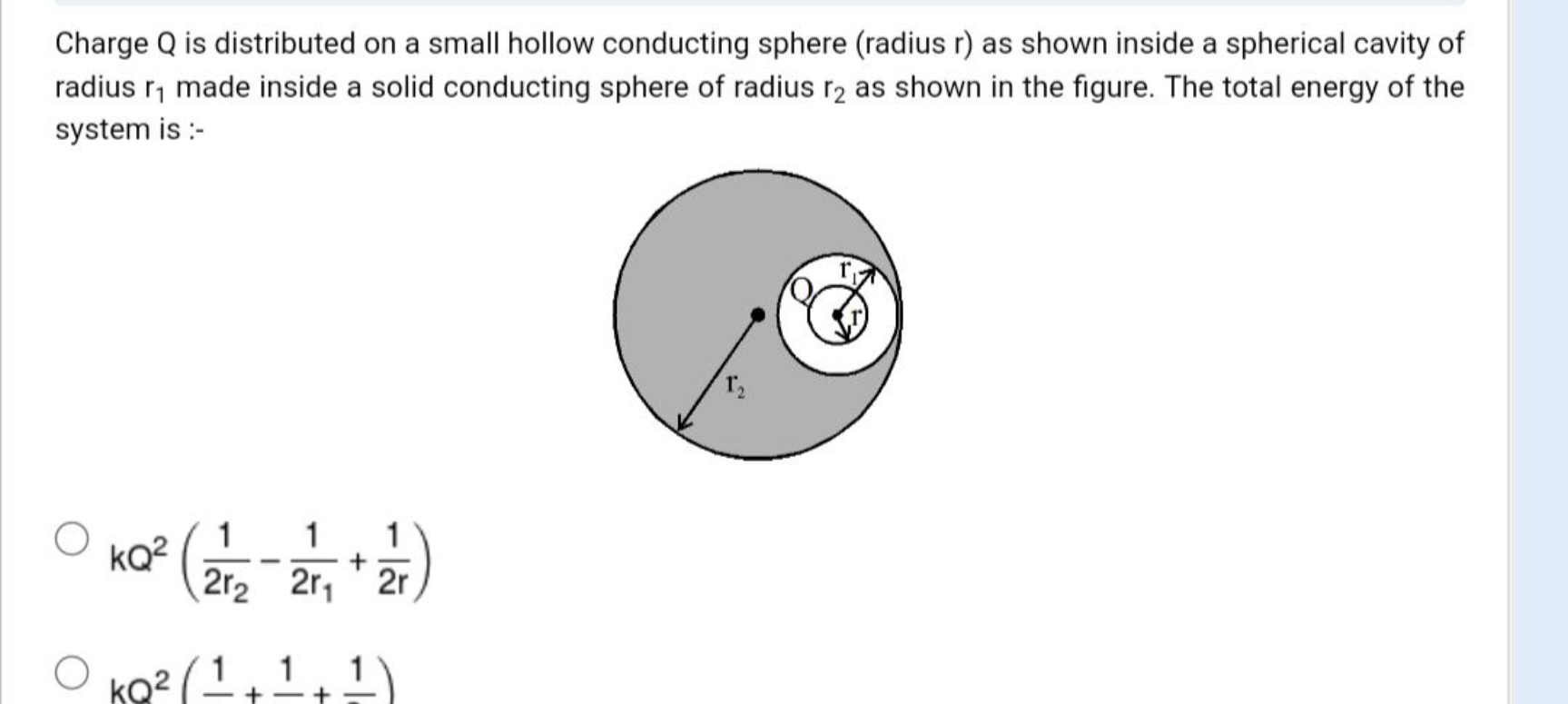 Charge Q is distributed on a small hollow conducting sphere (radius r 