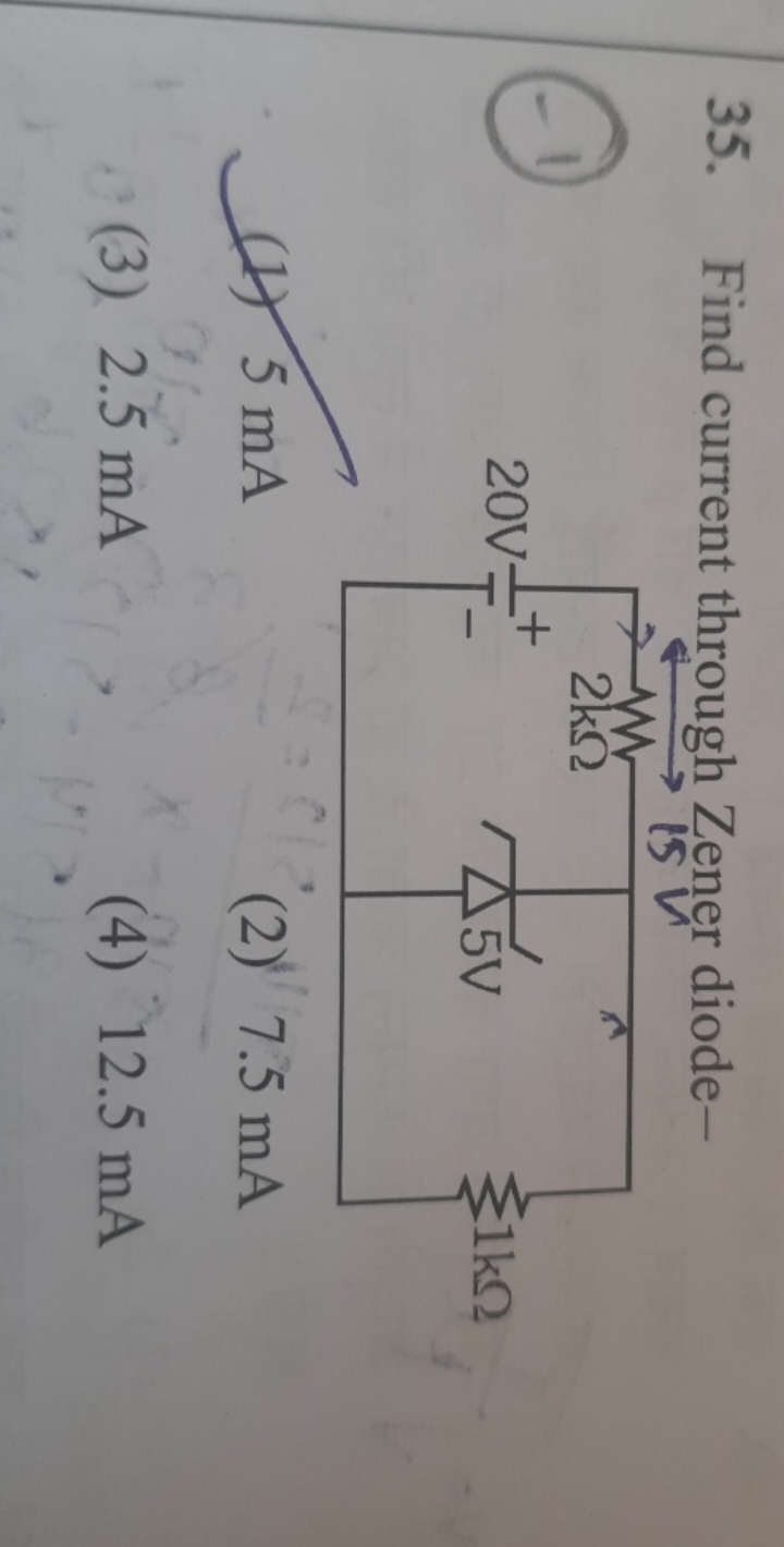 Find current through Zener diode-