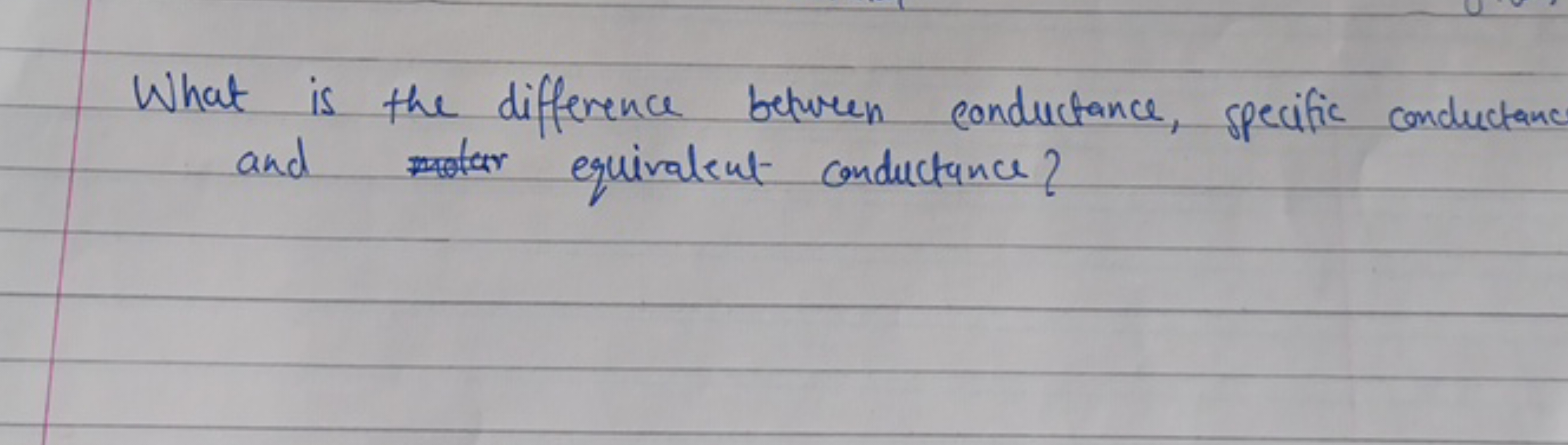 What is the difference between conductance, specific conductance and e