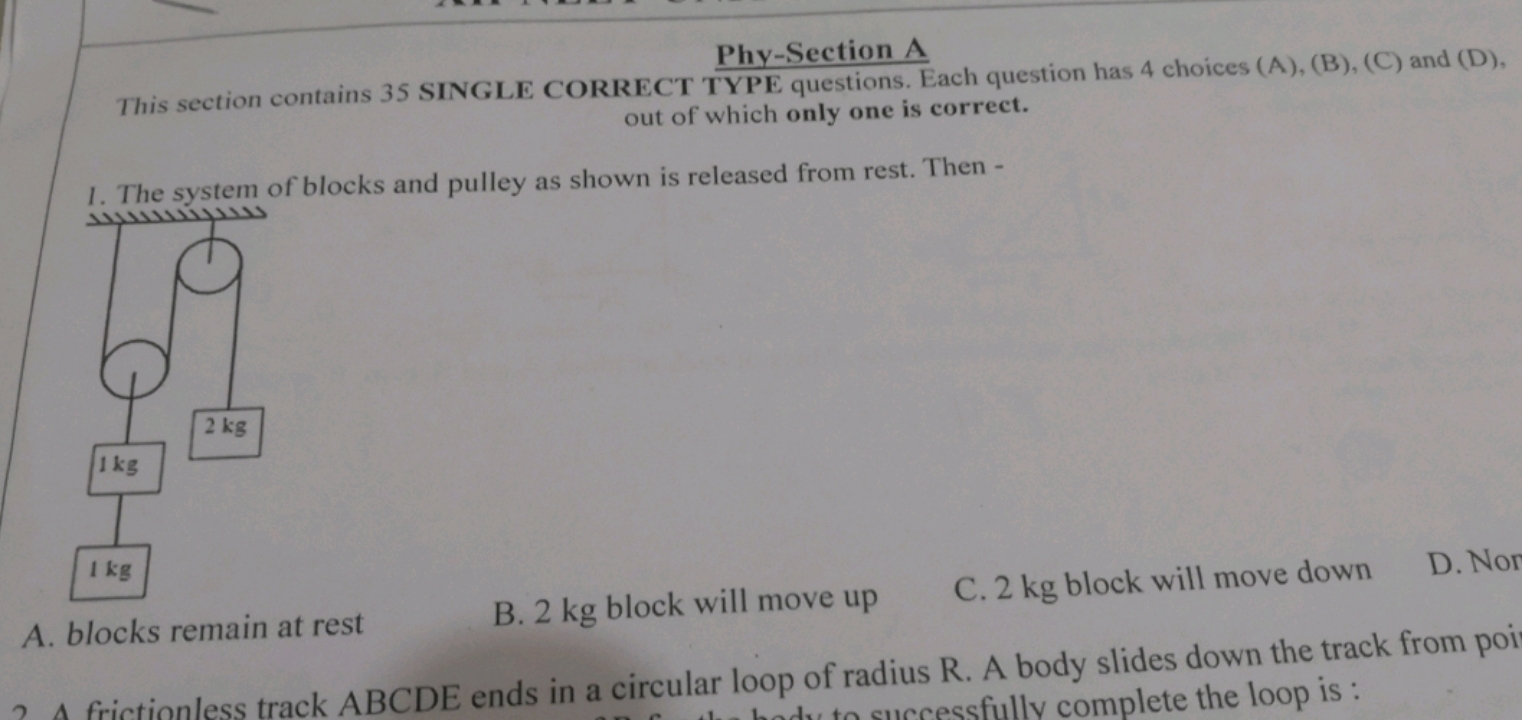 This section contains 35 SINGLE CORRECT TYPE questions. Each question 