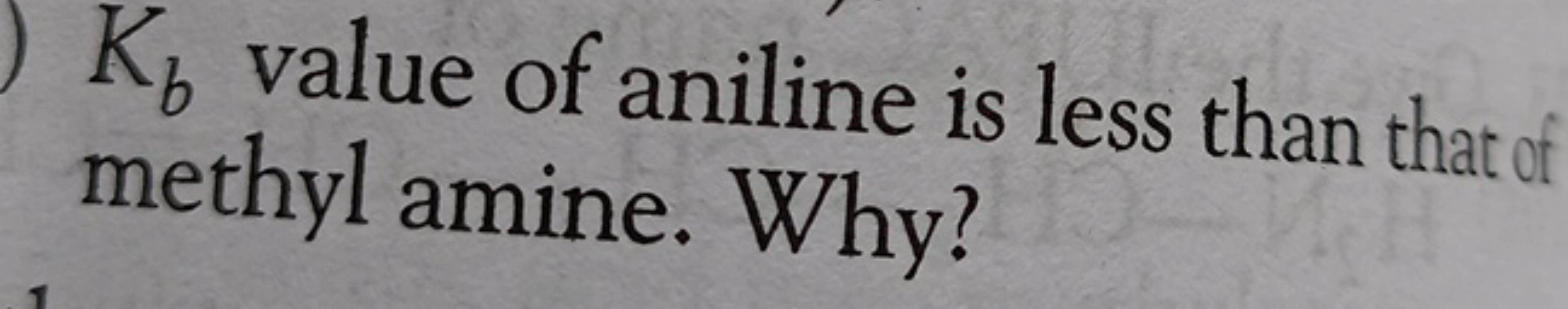 Kb​ value of aniline is less than that of methyl amine. Why?
