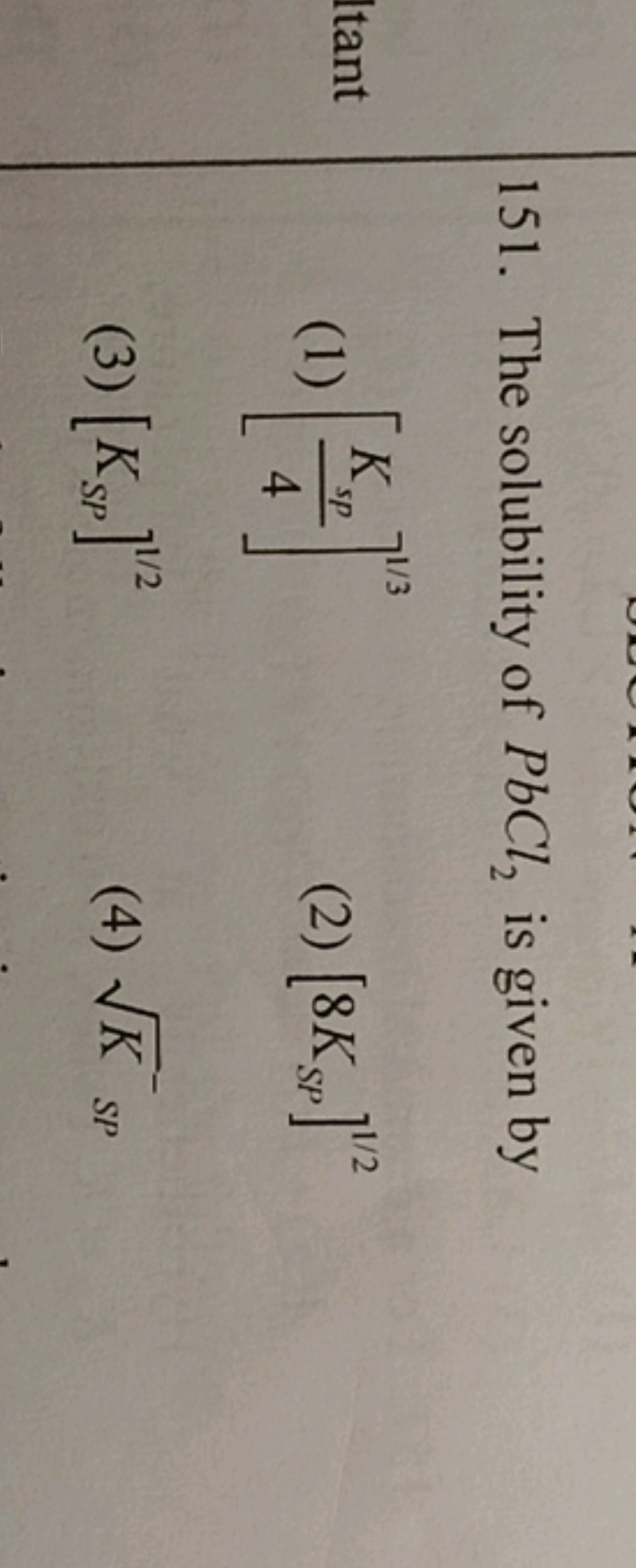 The solubility of PbCl2​ is given by