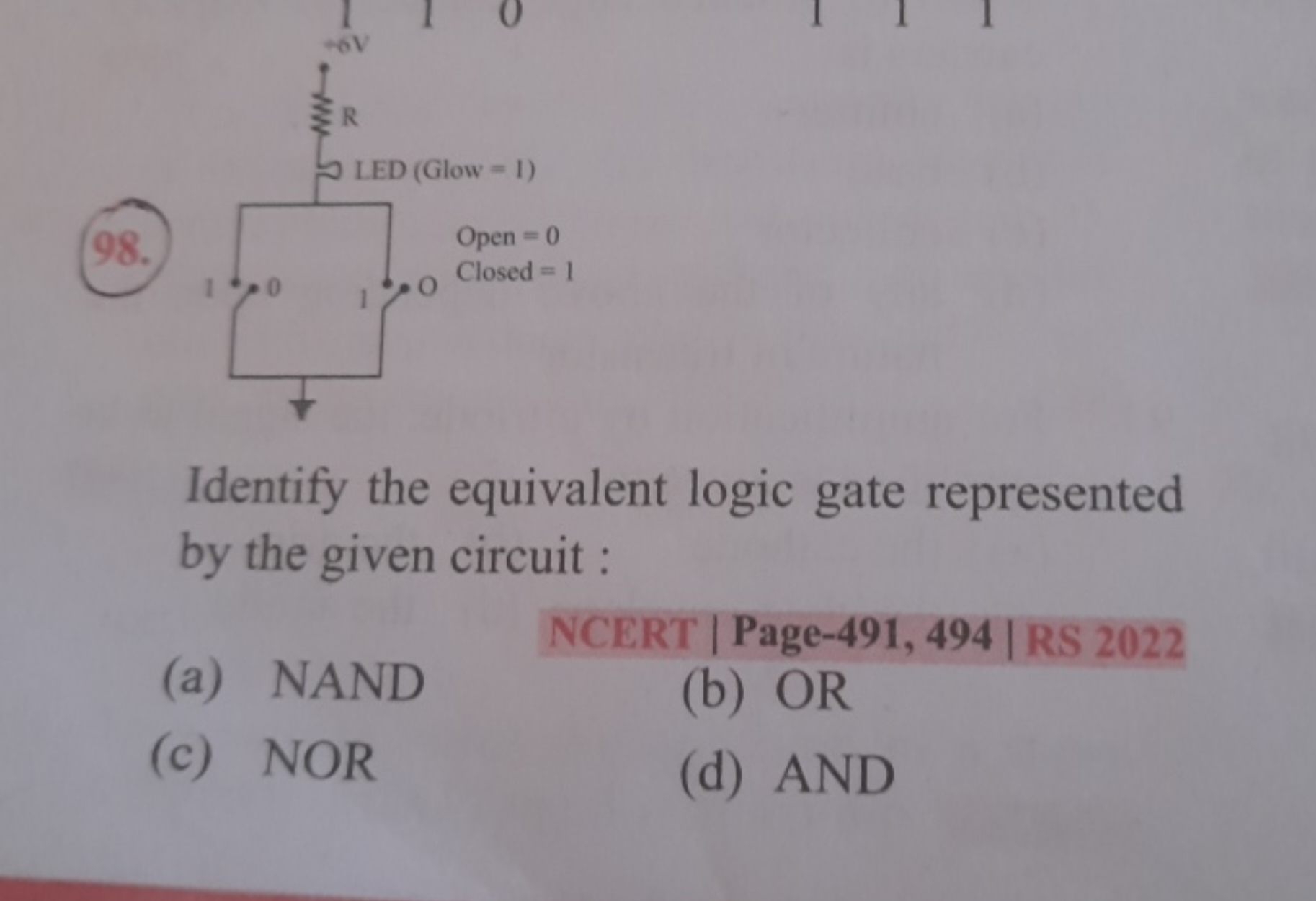 98.
Identify the equivalent logic gate represented by the given circui