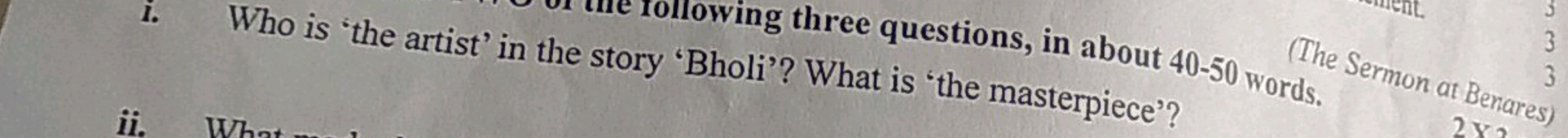 i. Who is 'the artist' in the story 'Bung three questions, in about 40